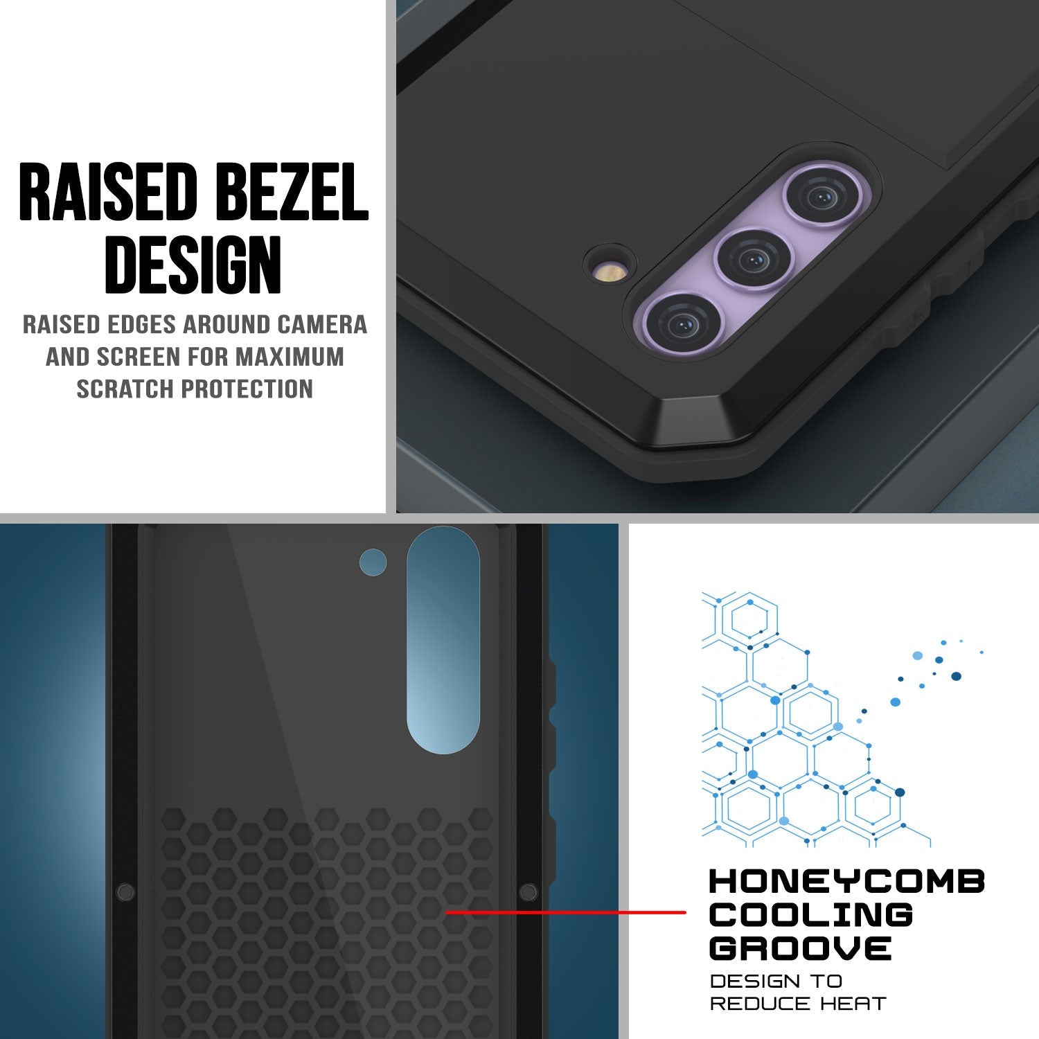 Capa de metal para Galaxy S23+ Plus, resistente de alta qualidade militar, resistente a choques, corpo inteiro rígido [Preto]