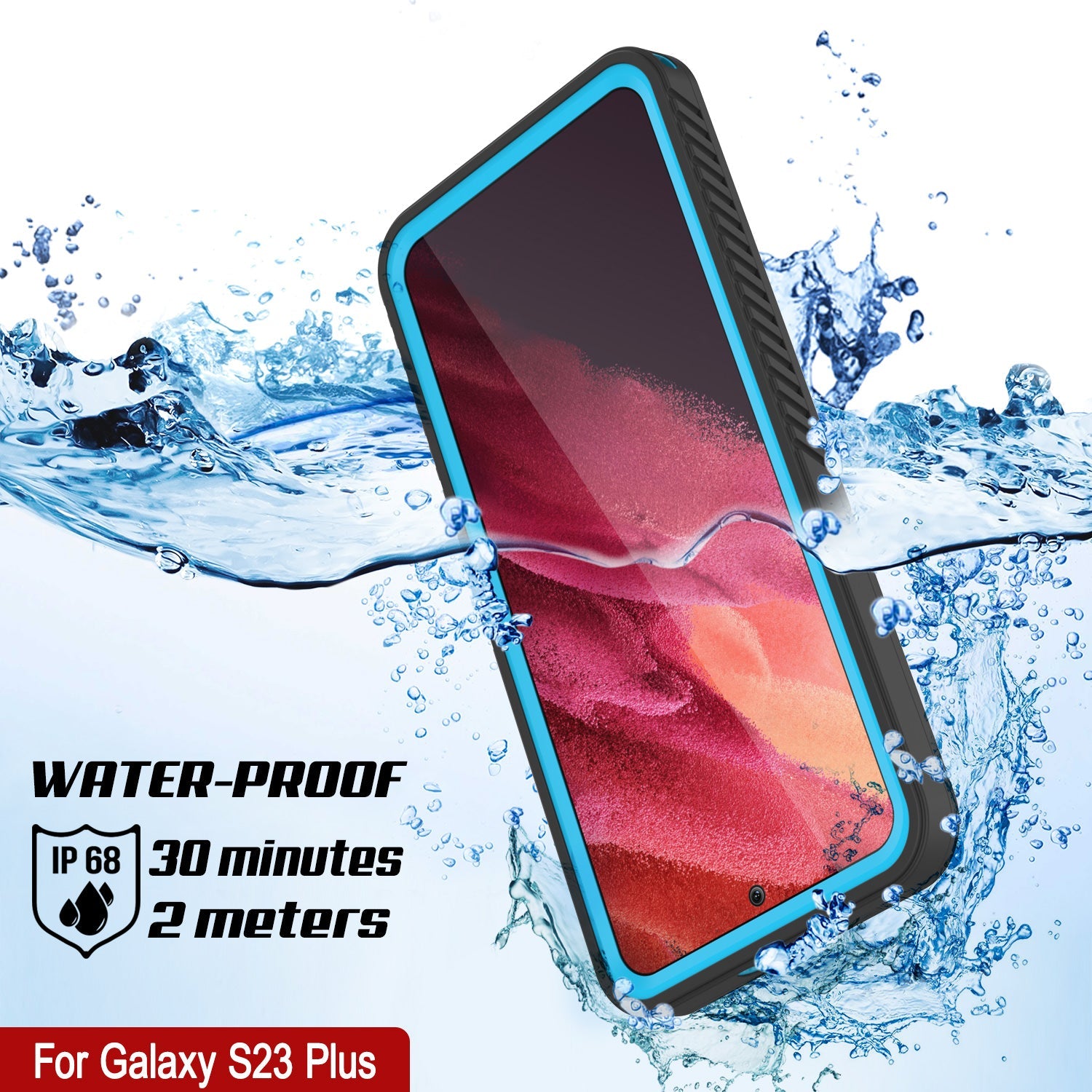Galaxy S23+ Plus à prova de água/choque/neve/poeira [Série Extrema] Capa Slim [Azul Claro]