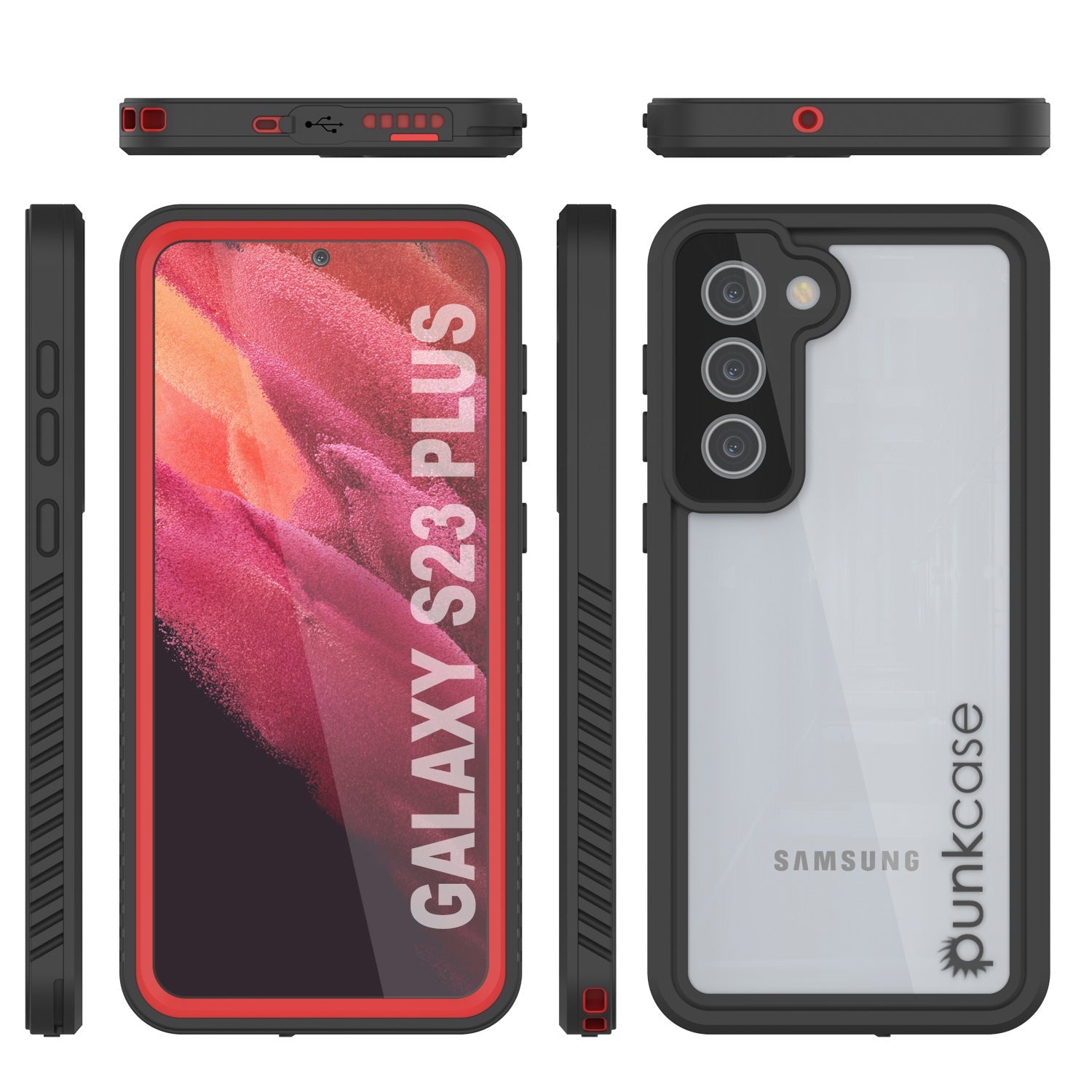 Galaxy S23+ Plus Capa Protetora de Tela Fina [Vermelho] à Prova d'Água/ Choque/ Neve [Série Extrema]