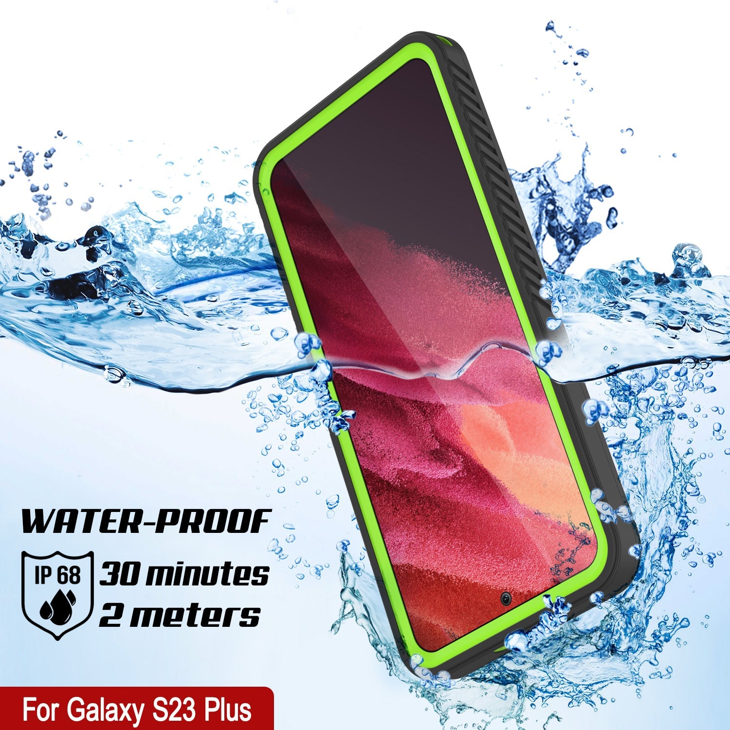 Galaxy S23+ Plus Protetor de Tela Resistente à Água e Choque [Série Extrema] Capa Protetora [Verde Claro]