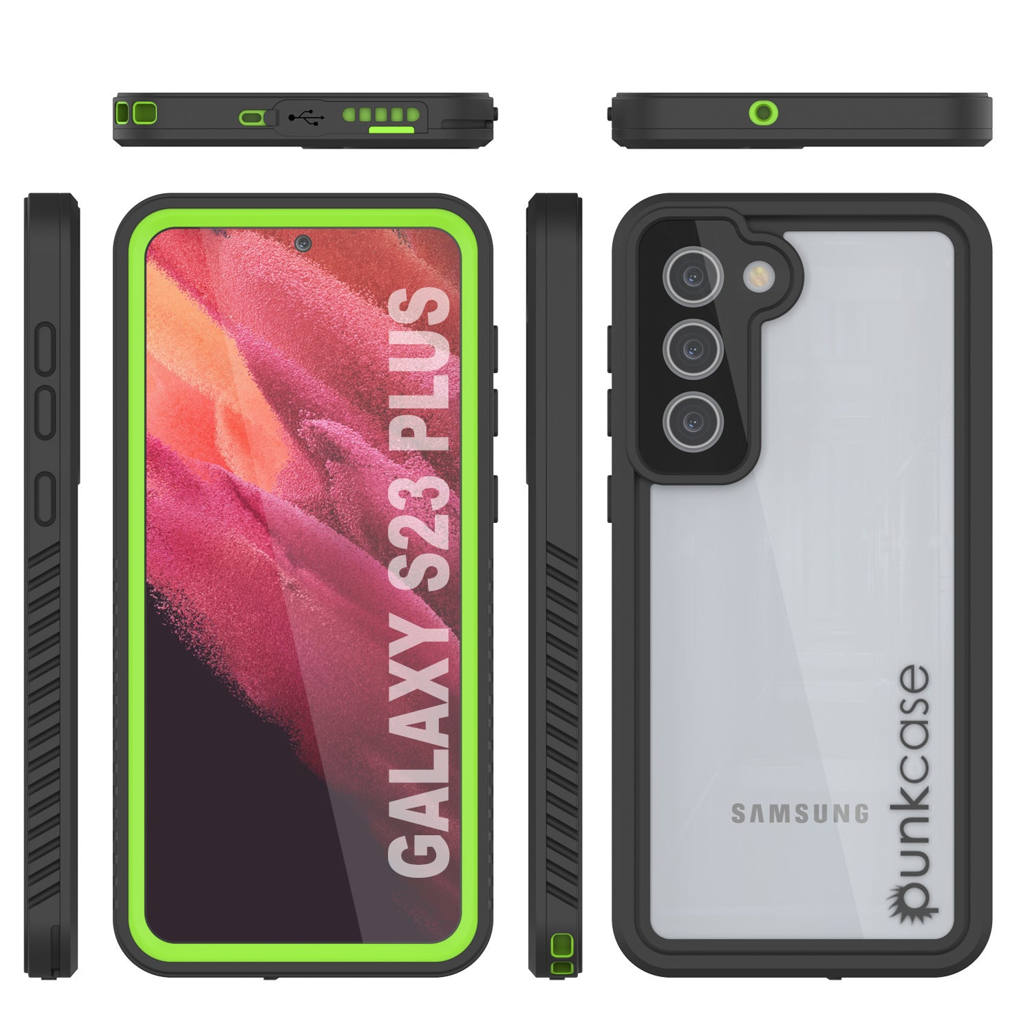 Galaxy S23+ Plus Protetor de Tela Resistente à Água e Choque [Série Extrema] Capa Protetora [Verde Claro]