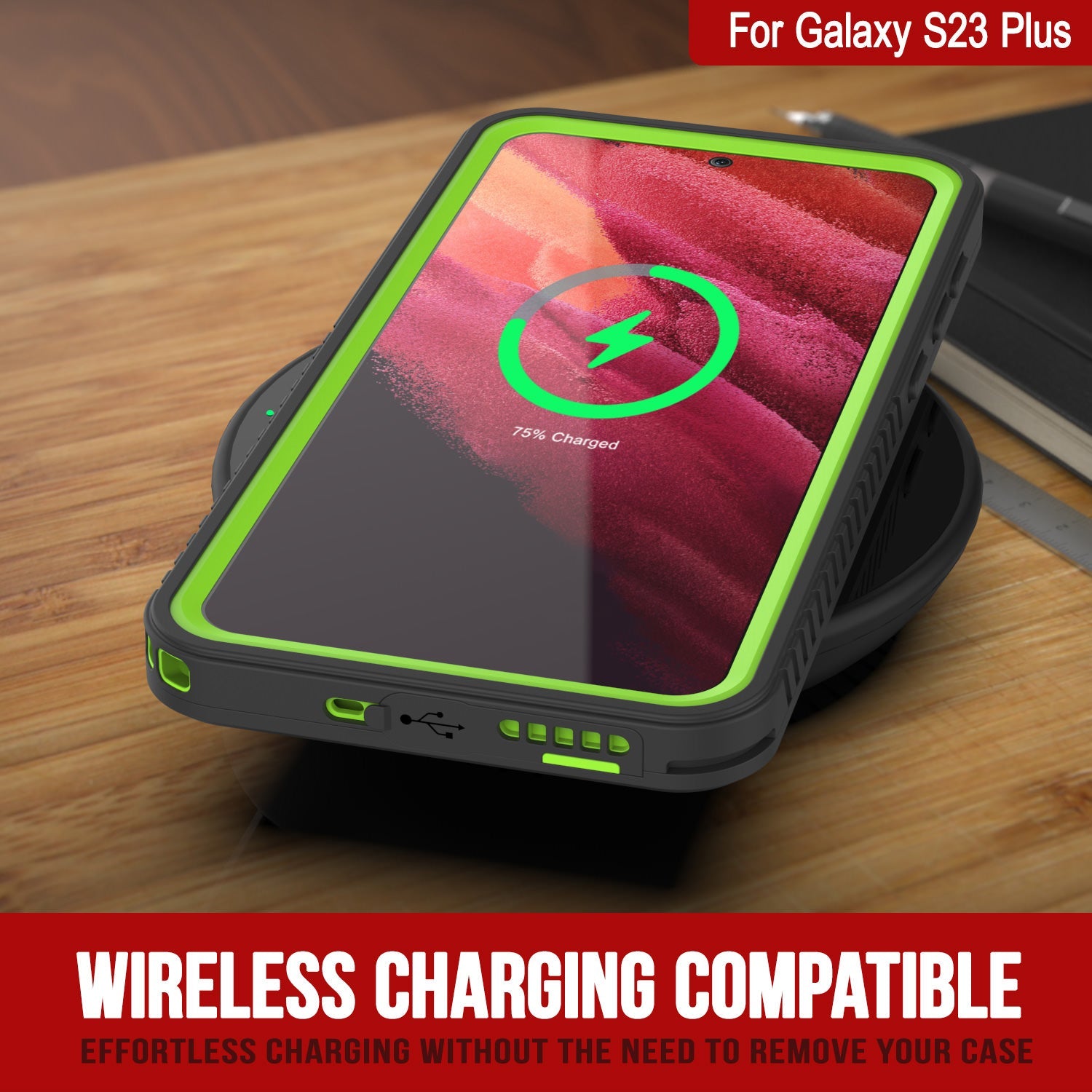 Galaxy S23+ Plus Protetor de Tela Resistente à Água e Choque [Série Extrema] Capa Protetora [Verde Claro]