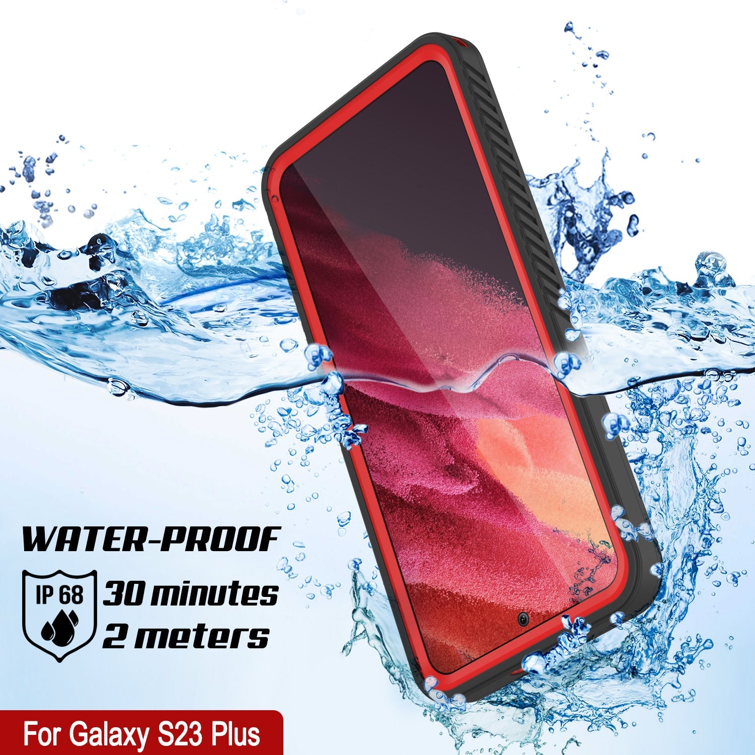 Galaxy S23+ Plus Capa Protetora de Tela Fina [Vermelho] à Prova d'Água/ Choque/ Neve [Série Extrema]