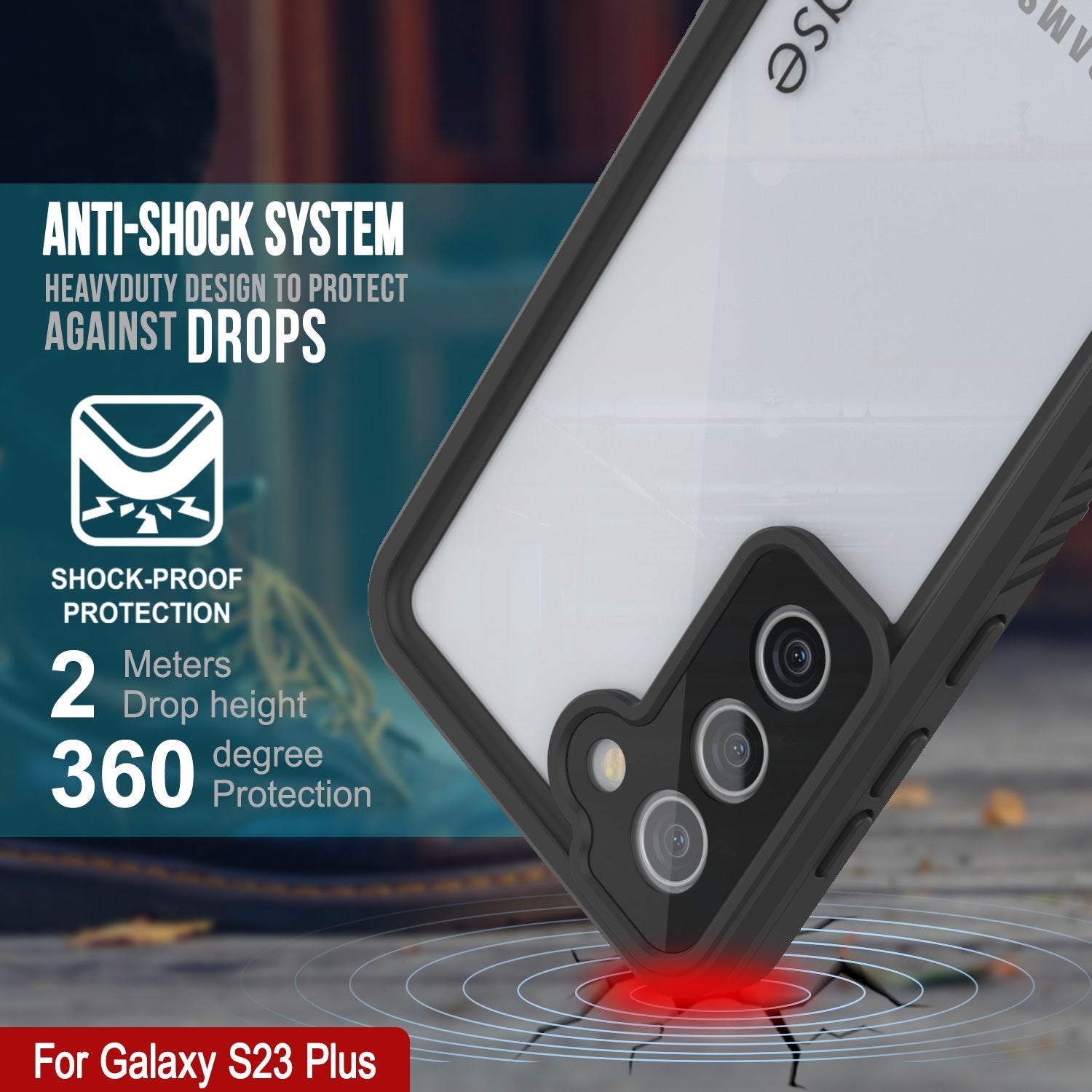 Galaxy S23+ Plus Capa Protetora de Tela Fina [Vermelho] à Prova d'Água/ Choque/ Neve [Série Extrema]