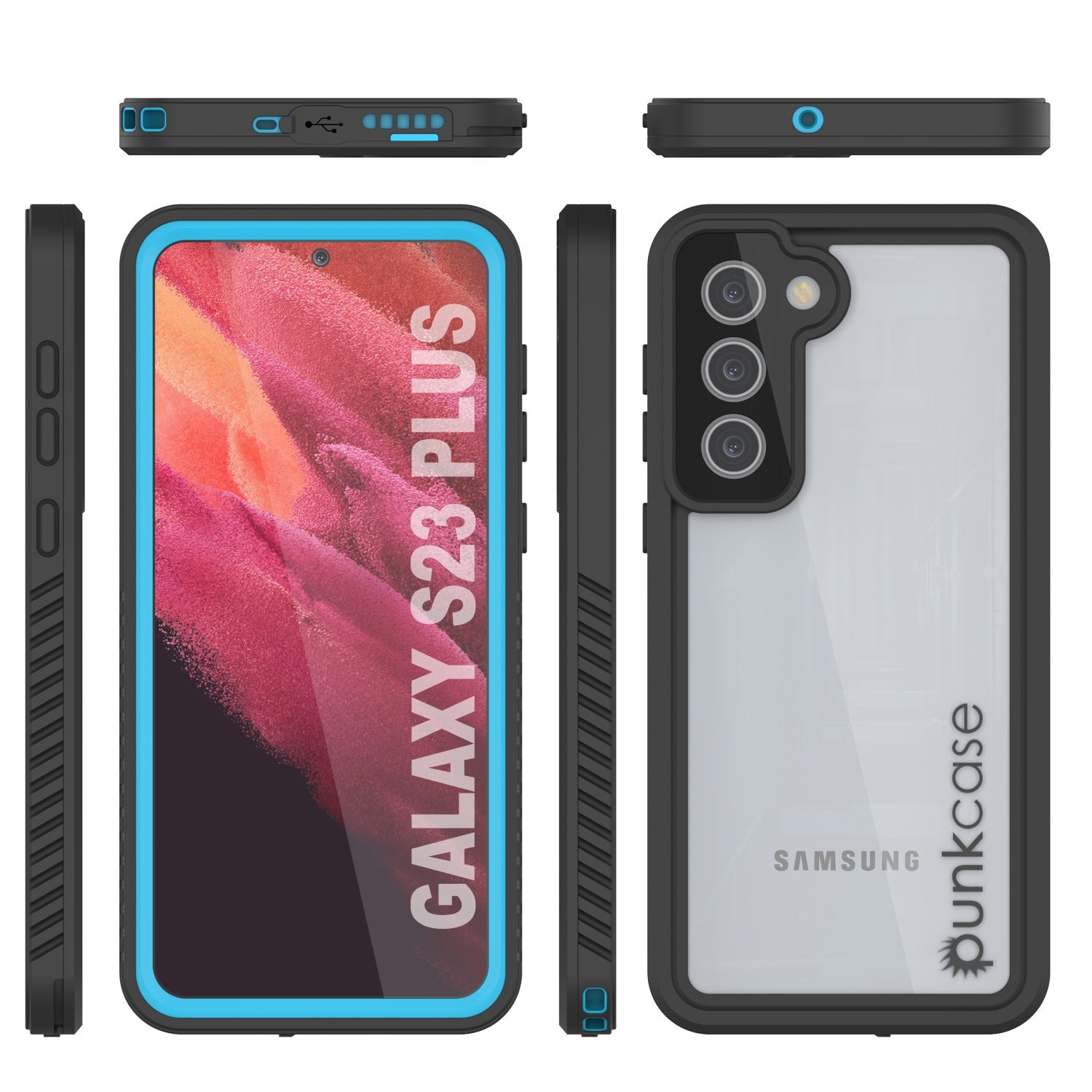 Galaxy S23+ Plus à prova de água/choque/neve/poeira [Série Extrema] Capa Slim [Azul Claro]