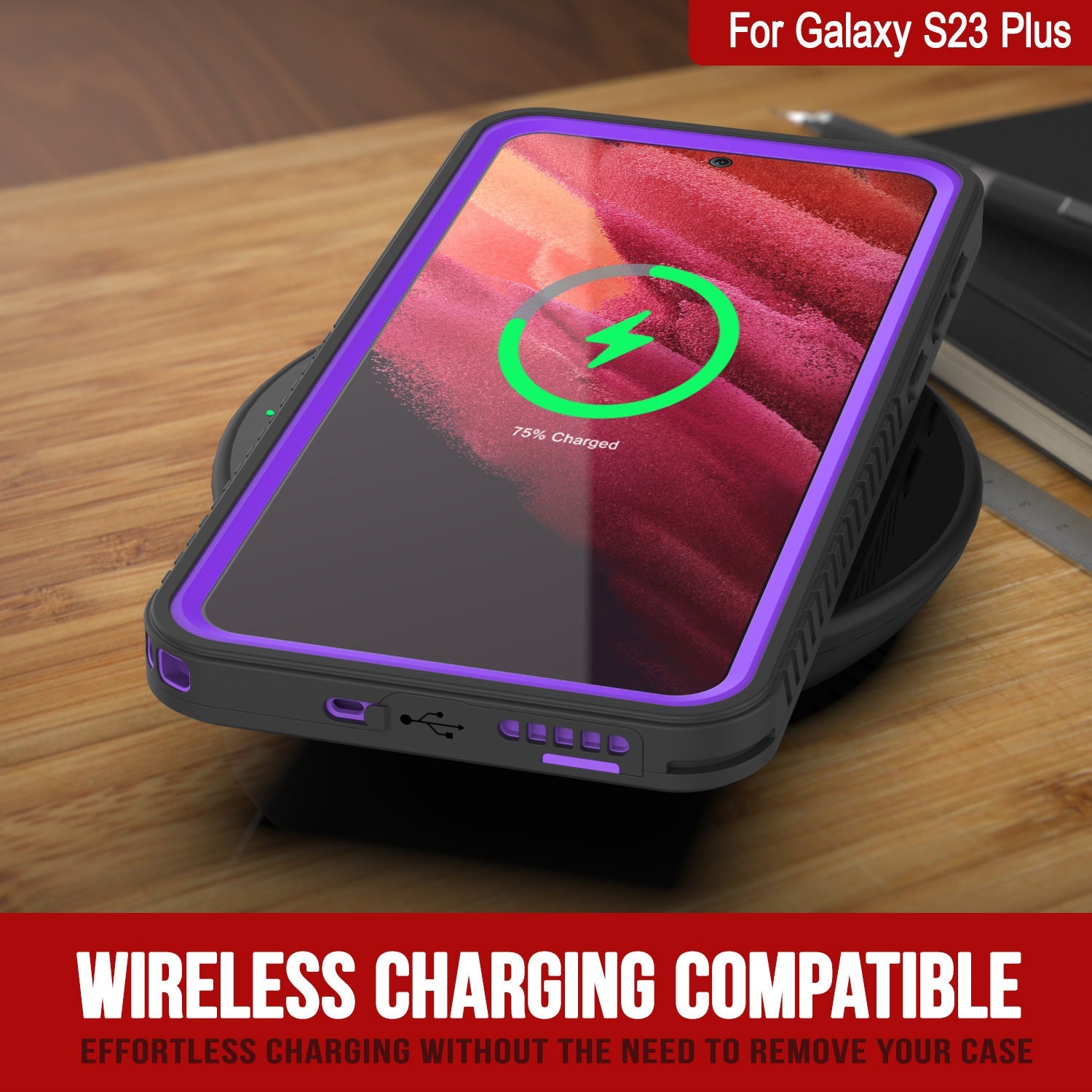 Galaxy S23+ Plus à Prova d'Água / Antichoque [Série Extrema] Capa Protetora de Tela Slim [Roxa]
