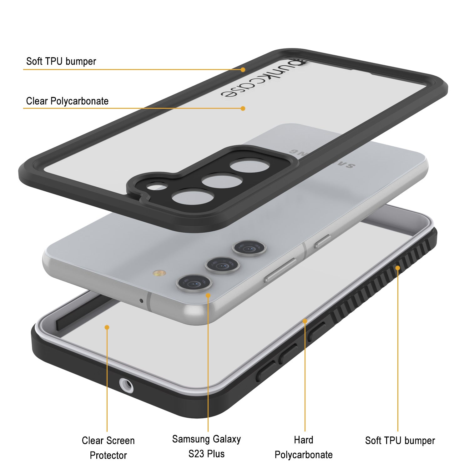 Galaxy S23+ Plus à prova de água/choque/neve/sujeira [Série Extrema] Capa Fina Punkcase [Branco]