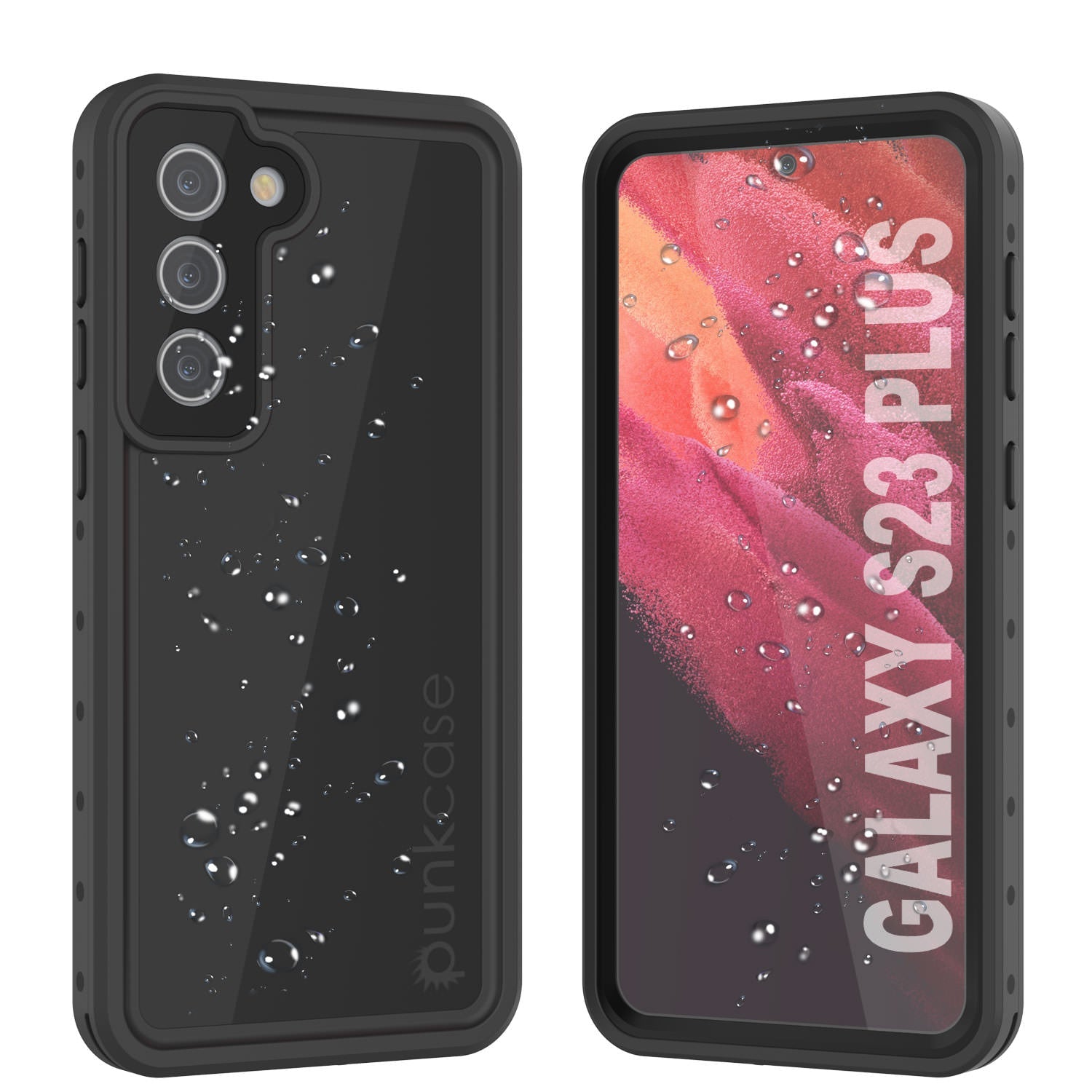 Capa à prova d'água Galaxy S23+ Plus PunkCase StudStar preta fina 6,6 pés à prova d'água IP68 à prova de choque/neve