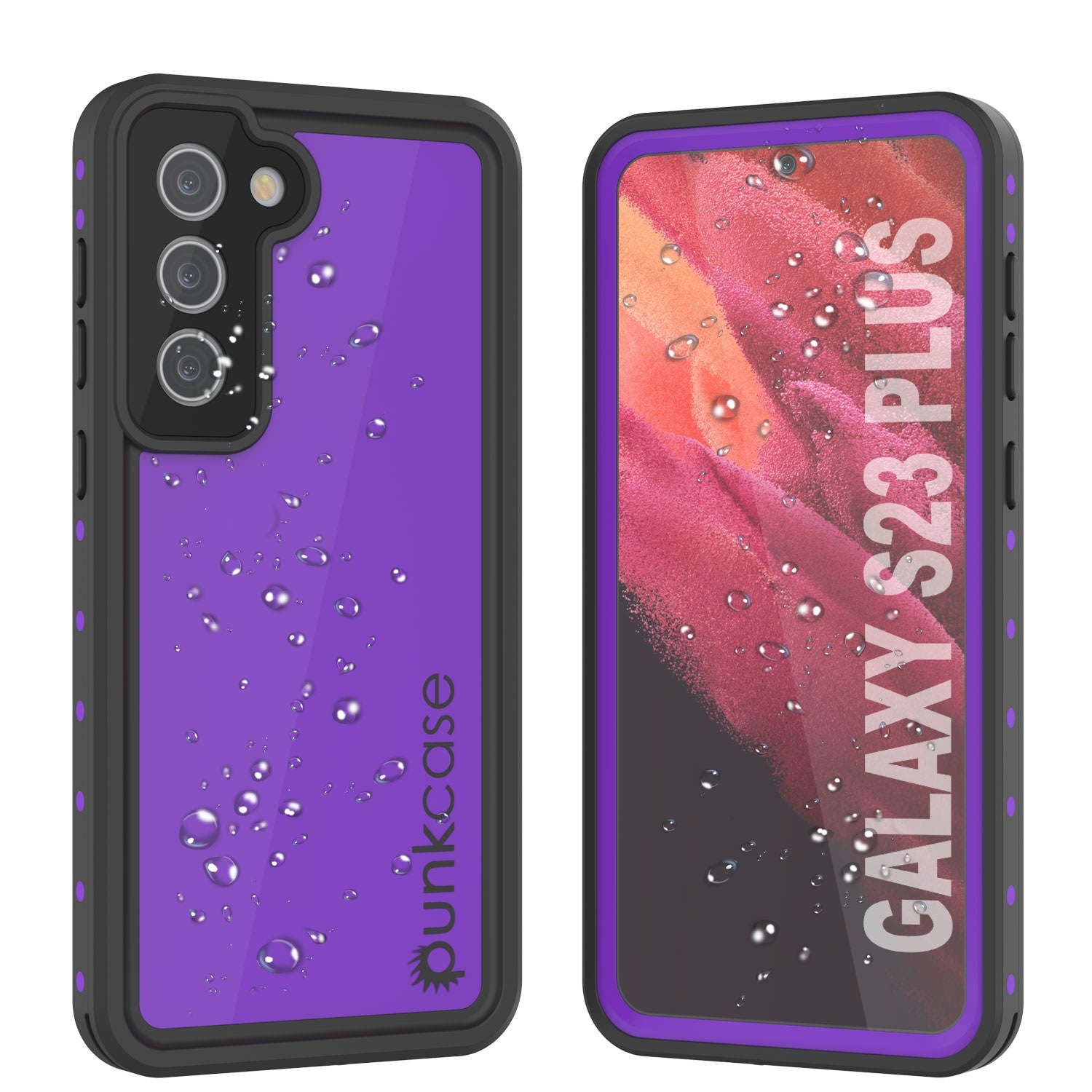 Capa à Prova d'Água Galaxy S23+ Plus PunkCase StudStar Roxo Fino 6.6ft Subaquático IP68 à Prova de Choque/Neve