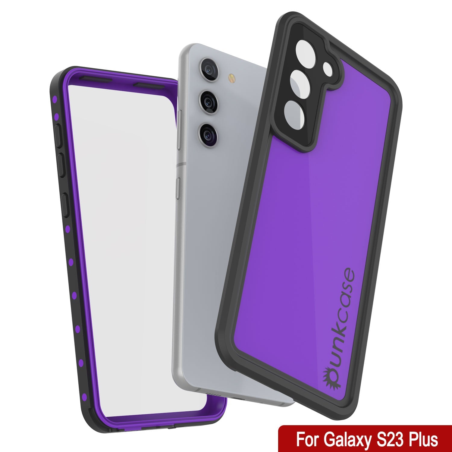 Capa à Prova d'Água Galaxy S23+ Plus PunkCase StudStar Roxo Fino 6.6ft Subaquático IP68 à Prova de Choque/Neve