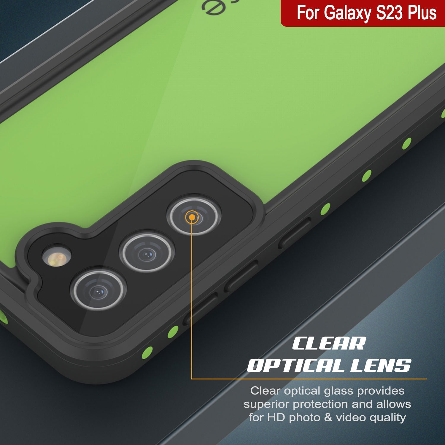 Capa à Prova d'Água Galaxy S23+ Plus PunkCase StudStar Verde Claro Fino 6.6ft Submersível IP68 à Prova de Choque
