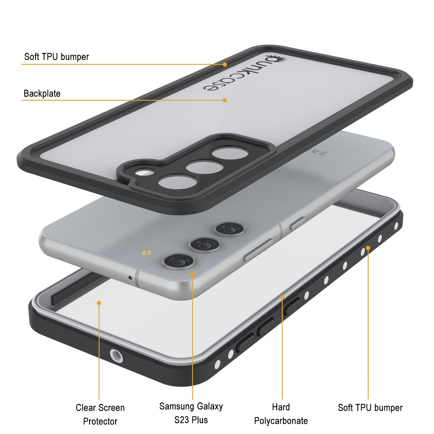 Capa à Prova d'Água Galaxy S23+ Plus, Punkcase StudStar Branca Fina 6.6ft à Prova de Água IP68 À Prova de Choque/Neve