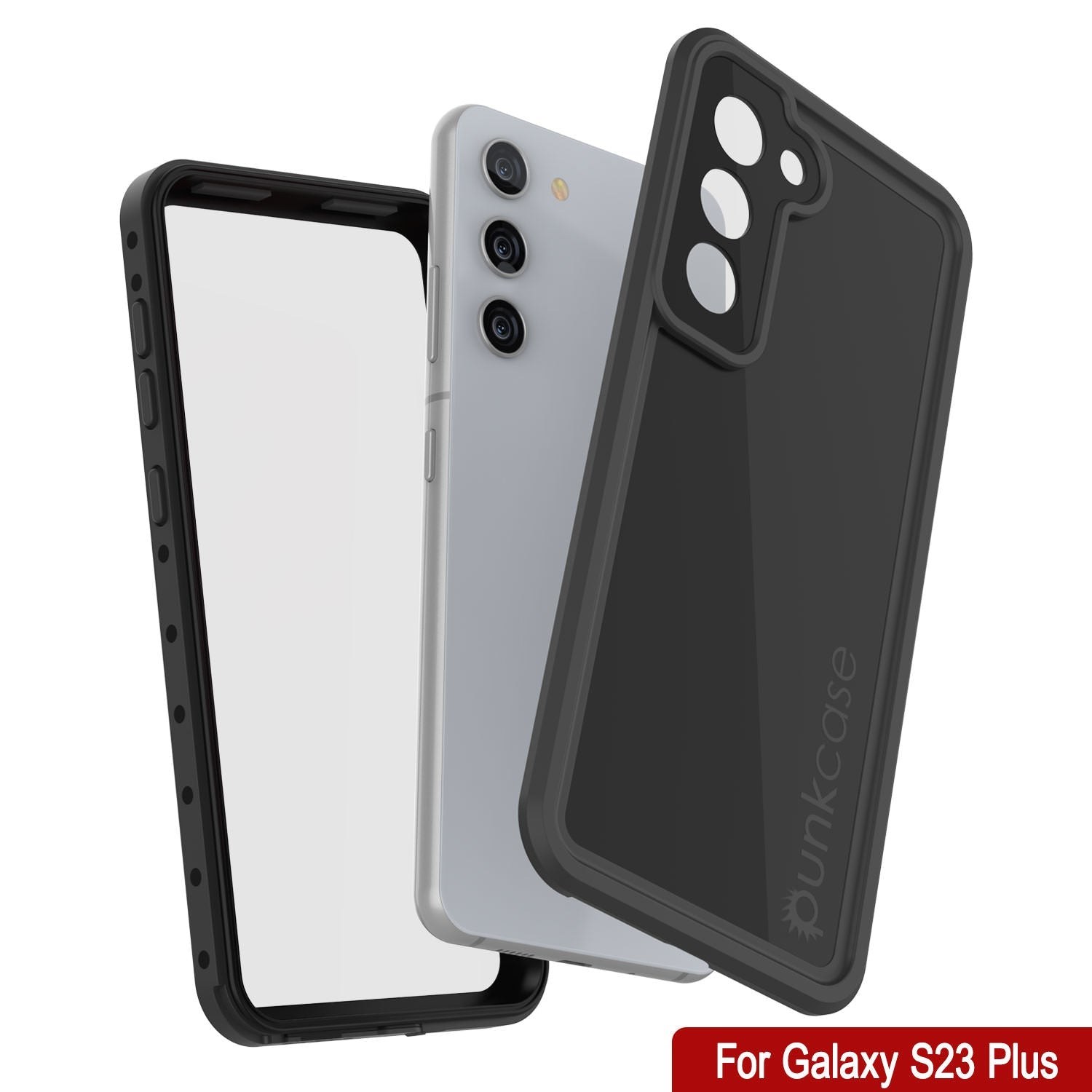 Capa à prova d'água Galaxy S23+ Plus PunkCase StudStar preta fina 6,6 pés à prova d'água IP68 à prova de choque/neve