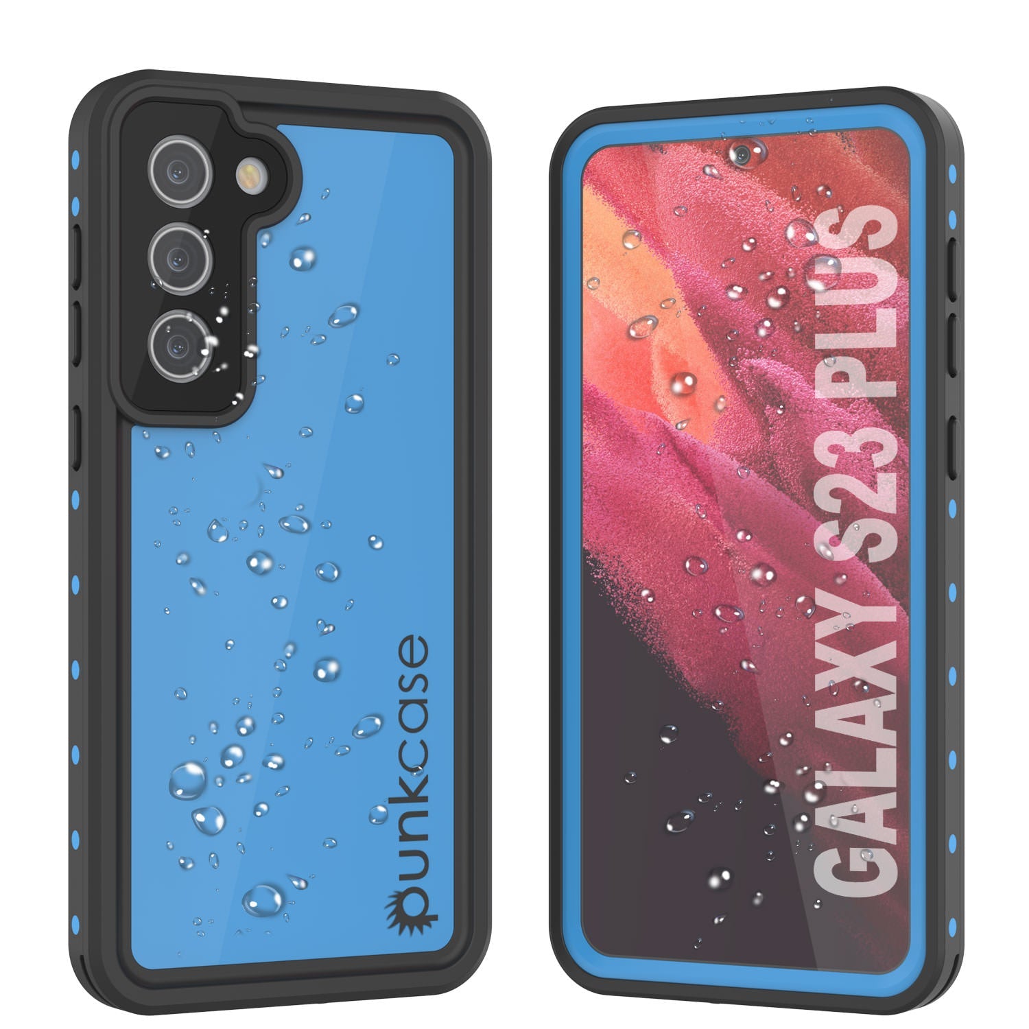 Capa à prova d'água Galaxy S23+ Plus PunkCase StudStar Light Blue Fina 6,6ft Subaquática IP68 à prova de choque