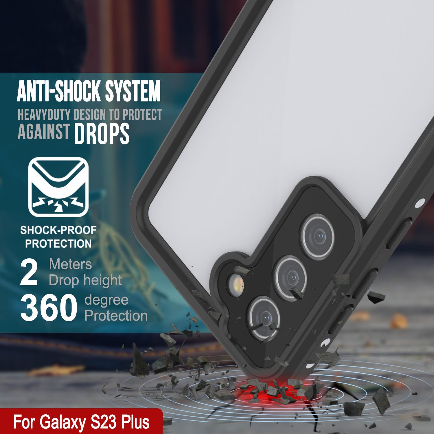 Capa à Prova d'Água Galaxy S23+ Plus, Punkcase StudStar Branca Fina 6.6ft à Prova de Água IP68 À Prova de Choque/Neve