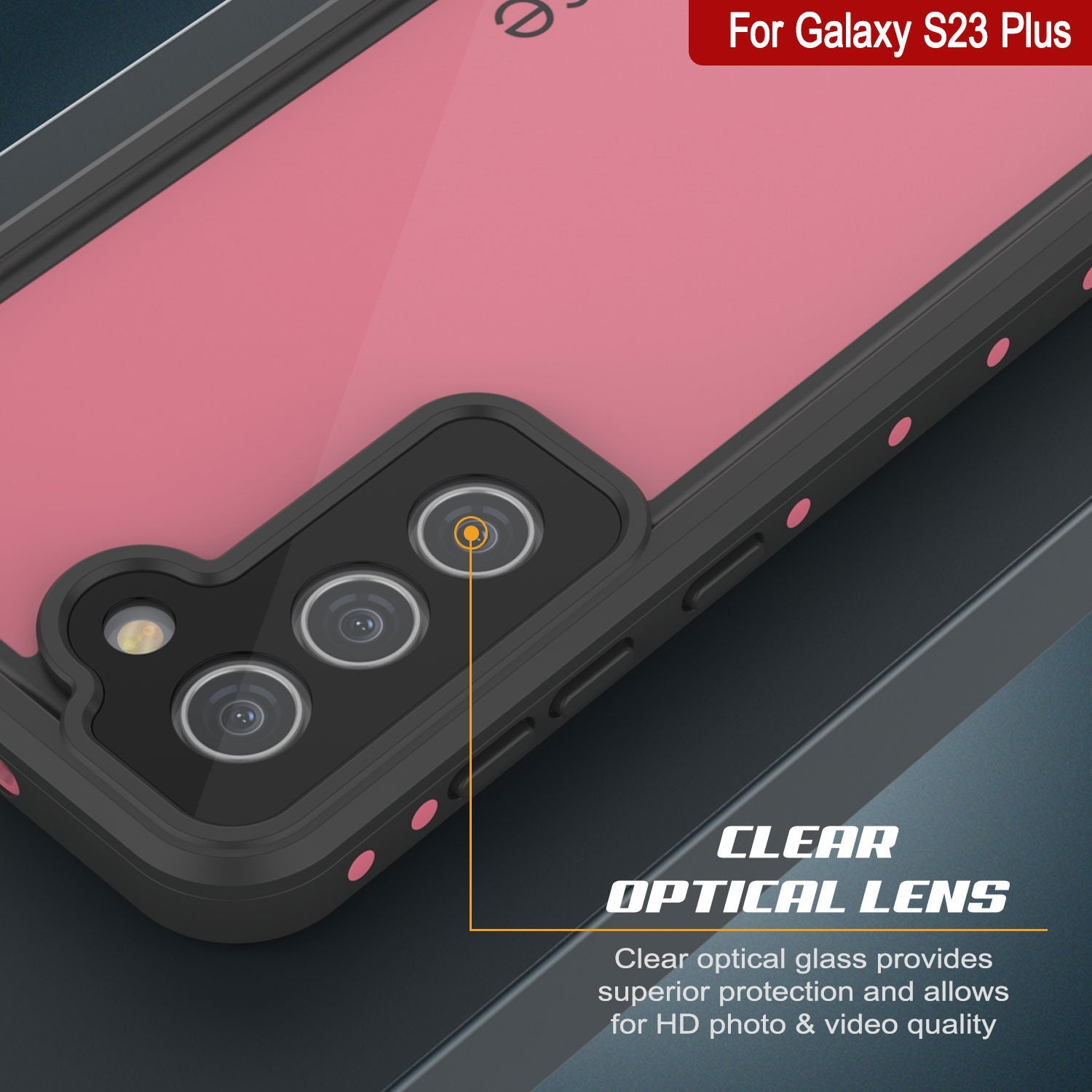 Capa à prova d'água Galaxy S23+ Plus PunkCase StudStar Pink Fina 6.6ft IP68 à Prova de Choque/Neve Subaquática