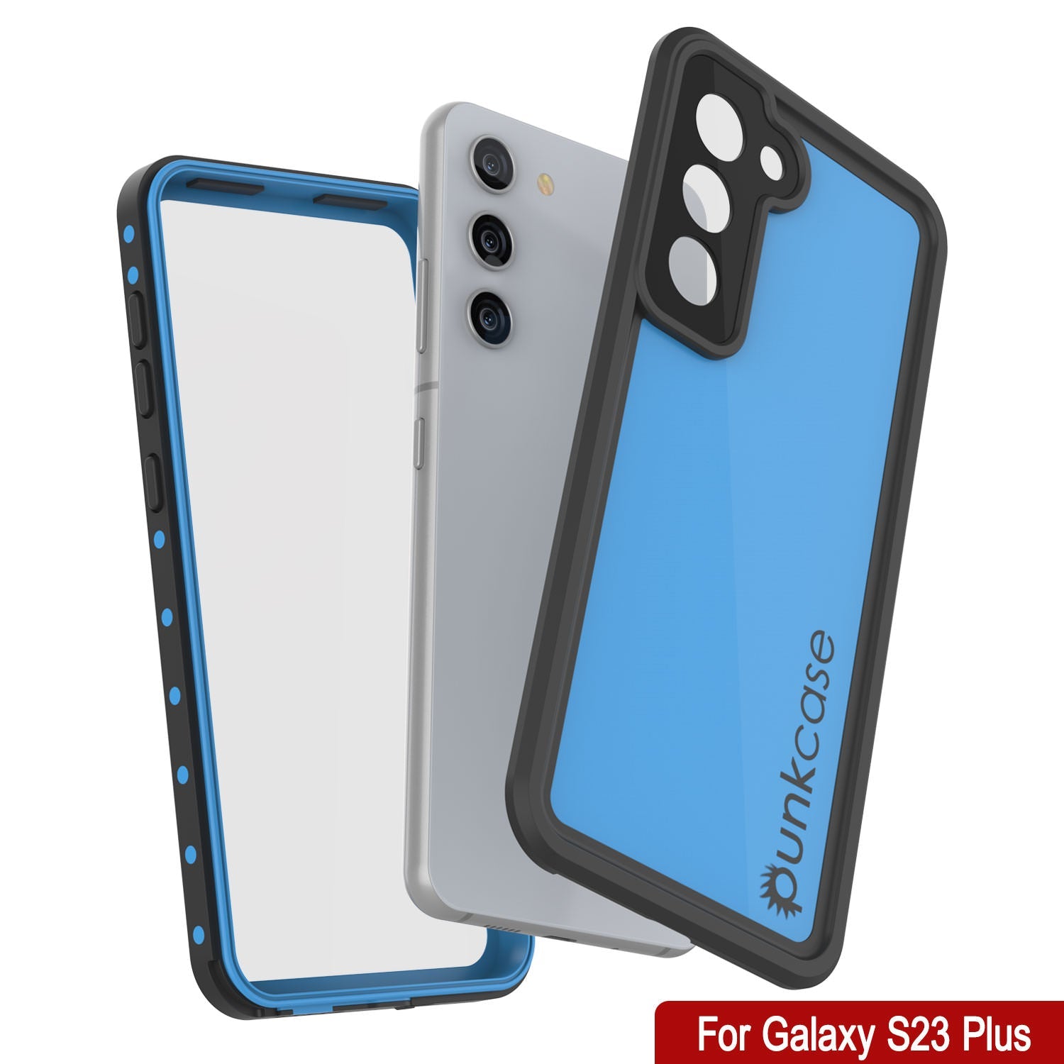 Capa à prova d'água Galaxy S23+ Plus PunkCase StudStar Light Blue Fina 6,6ft Subaquática IP68 à prova de choque