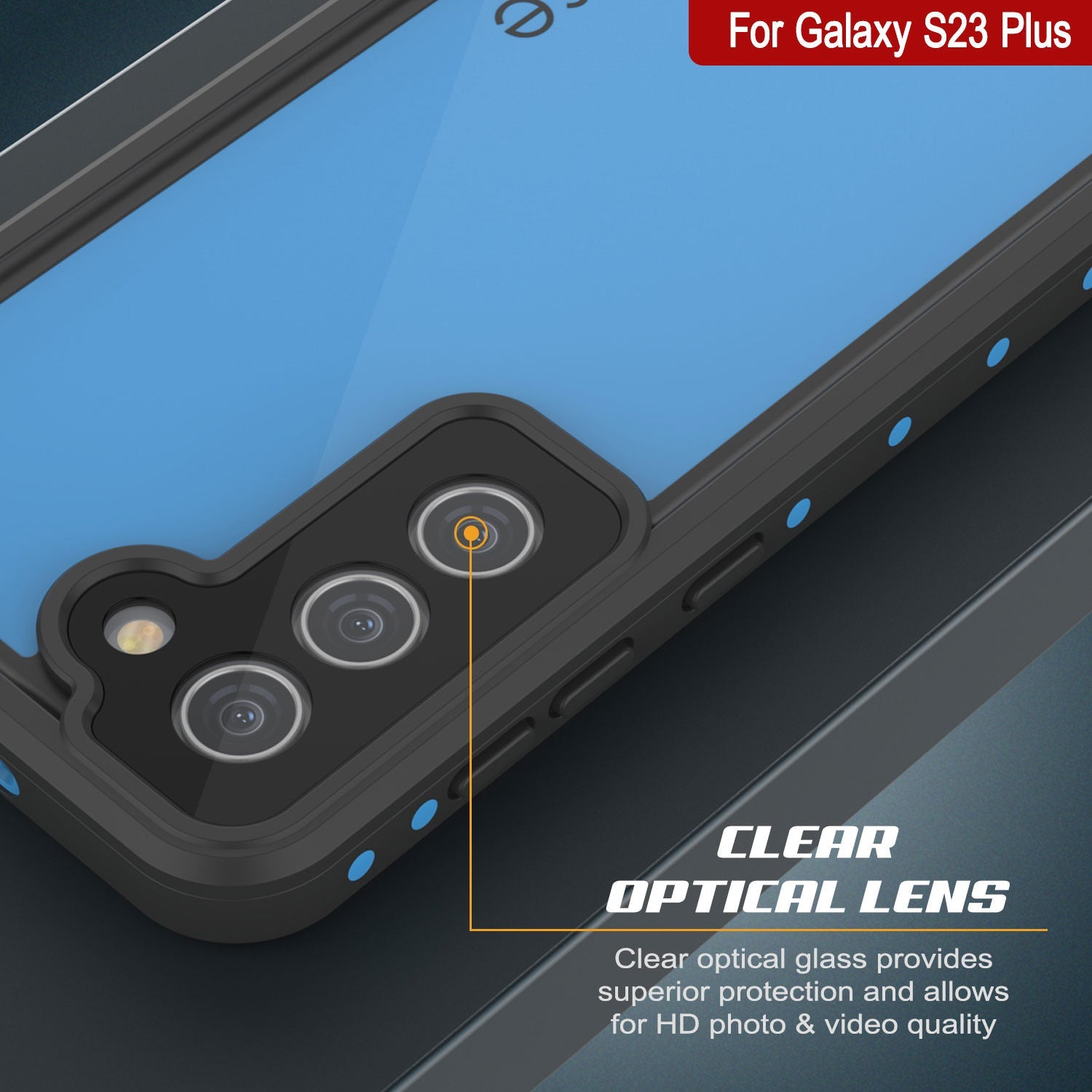 Capa à prova d'água Galaxy S23+ Plus PunkCase StudStar Light Blue Fina 6,6ft Subaquática IP68 à prova de choque