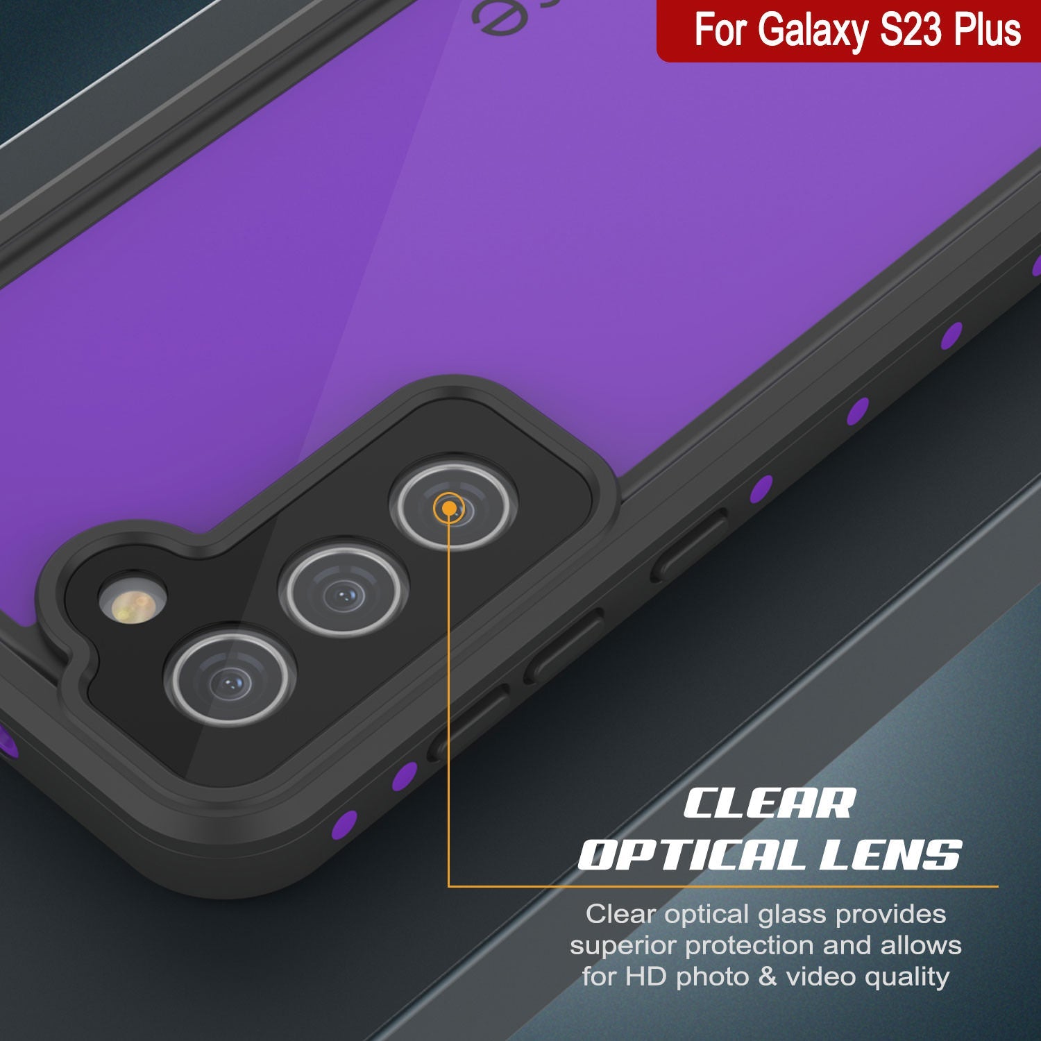 Capa à Prova d'Água Galaxy S23+ Plus PunkCase StudStar Roxo Fino 6.6ft Subaquático IP68 à Prova de Choque/Neve