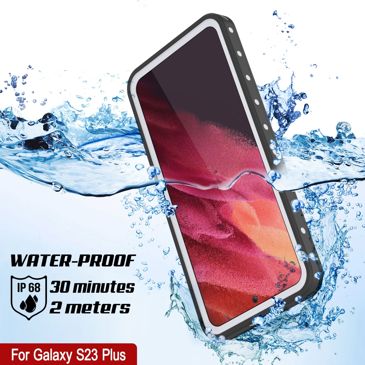 Capa à Prova d'Água Galaxy S23+ Plus, Punkcase StudStar Branca Fina 6.6ft à Prova de Água IP68 À Prova de Choque/Neve
