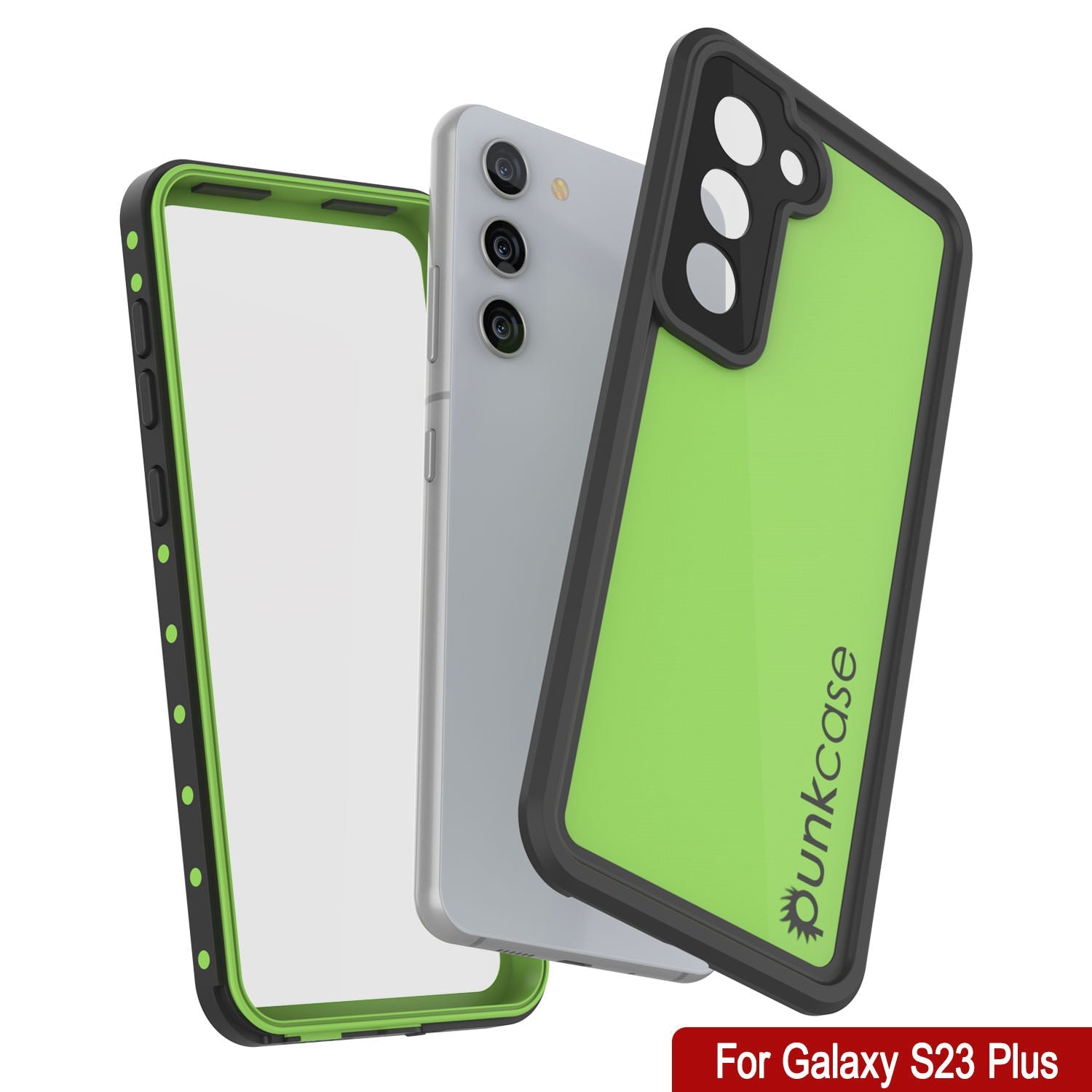 Capa à Prova d'Água Galaxy S23+ Plus PunkCase StudStar Verde Claro Fino 6.6ft Submersível IP68 à Prova de Choque