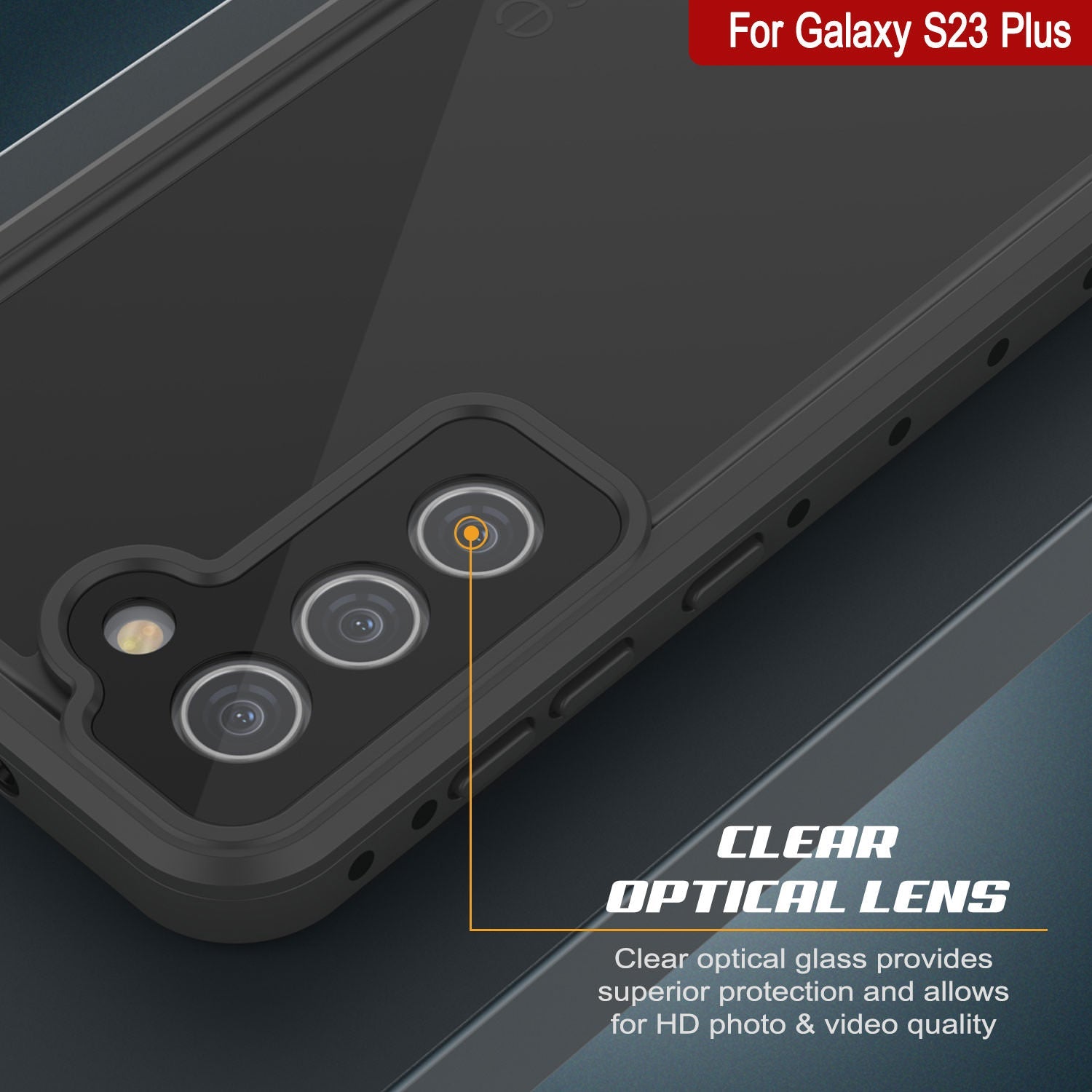 Capa à prova d'água Galaxy S23+ Plus PunkCase StudStar preta fina 6,6 pés à prova d'água IP68 à prova de choque/neve
