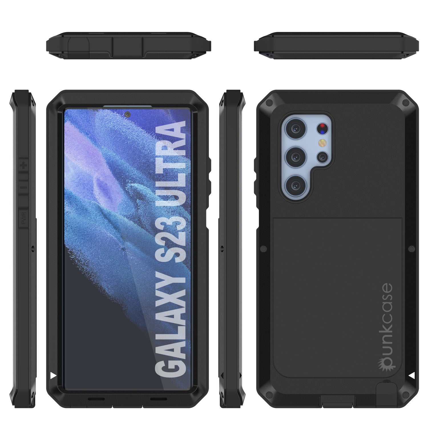 Capa de Metal para Galaxy S23 Ultra, Resistente e Militar de Alta Qualidade Armadura [à prova de choque] Corpo Inteiro Resistente [Preto]