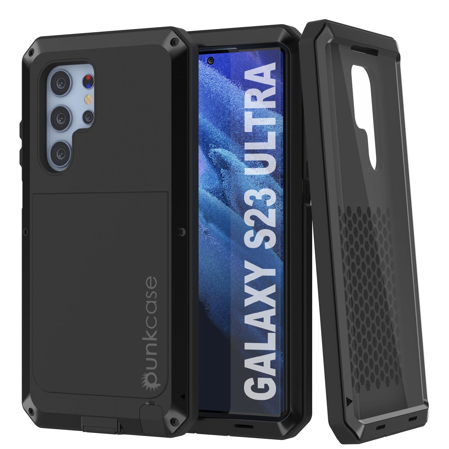 Capa de Metal para Galaxy S23 Ultra, Resistente e Militar de Alta Qualidade Armadura [à prova de choque] Corpo Inteiro Resistente [Preto]