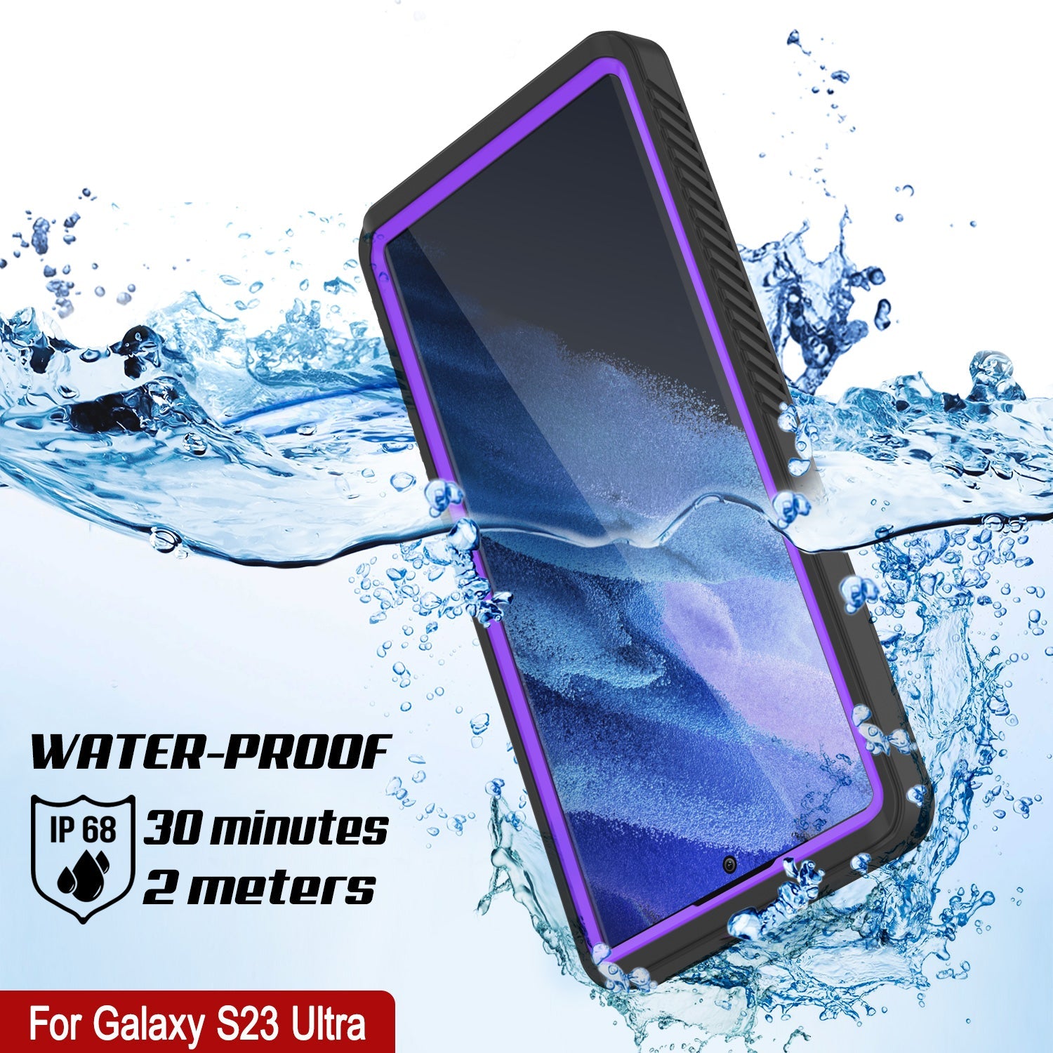 Galaxy S23 Ultra À Prova D'Água / À Prova de Choque [Série Extrema] Estojo Protetor de Tela Fina [Roxo]