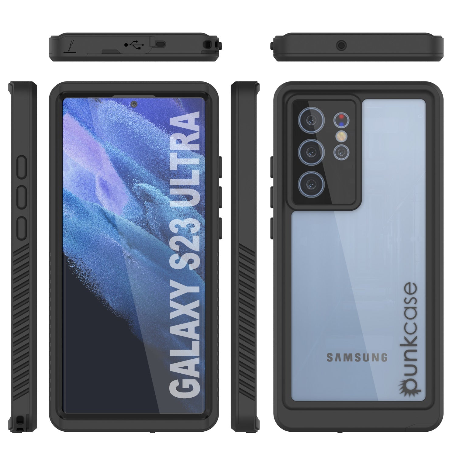 Galaxy S23 Ultra à prova d'água / à prova de choque [Série Extreme] Com protetor de tela Case [Preto]