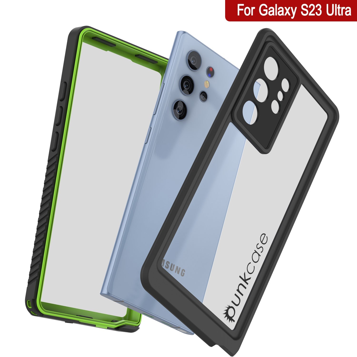 Galaxy S23 Ultra Capa Protetora à Prova d'Água/Choque [Série Extrema] Protetor de Tela [Verde Claro]