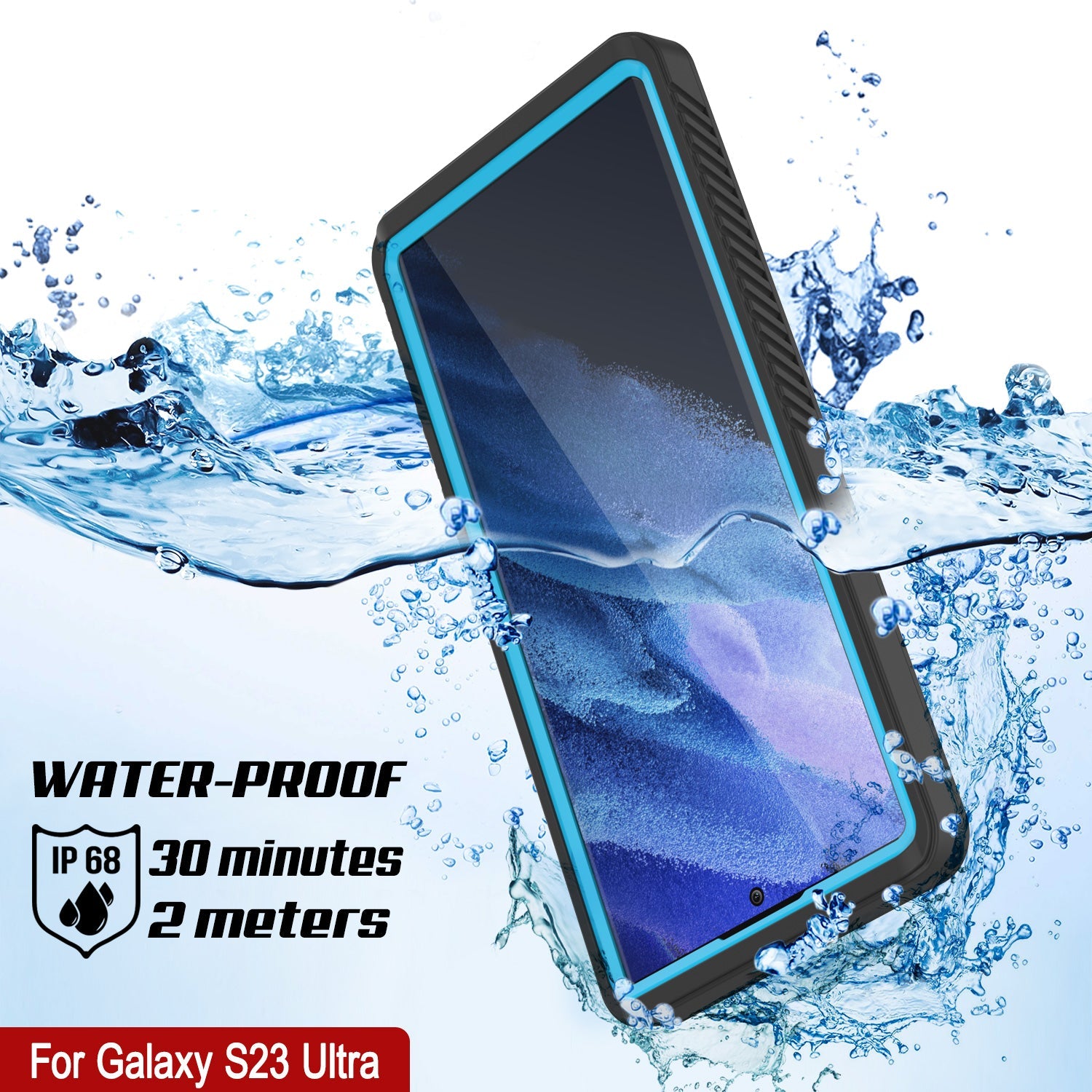 Galaxy S23 Ultra à prova d'água/choque/neve/pó [Série Extrema] Capa Slim [Azul Claro]