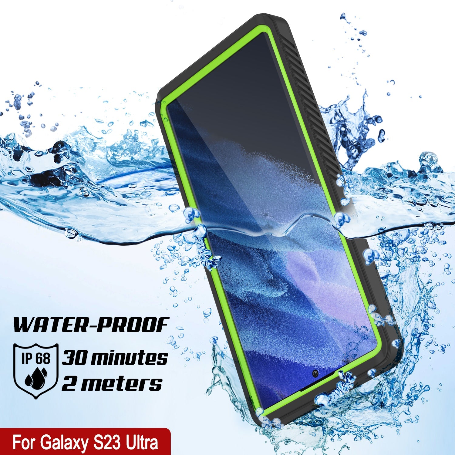 Galaxy S23 Ultra Capa Protetora à Prova d'Água/Choque [Série Extrema] Protetor de Tela [Verde Claro]
