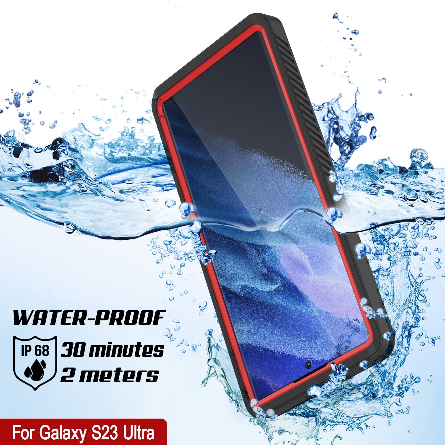Galaxy S23 Ultra À Prova d'Água/Choque/Neve [Série Extrema] Capa Protetora Slim para Protetor de Tela [Vermelho]