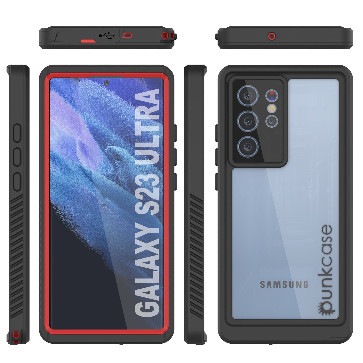 Galaxy S23 Ultra À Prova d'Água/Choque/Neve [Série Extrema] Capa Protetora Slim para Protetor de Tela [Vermelho]