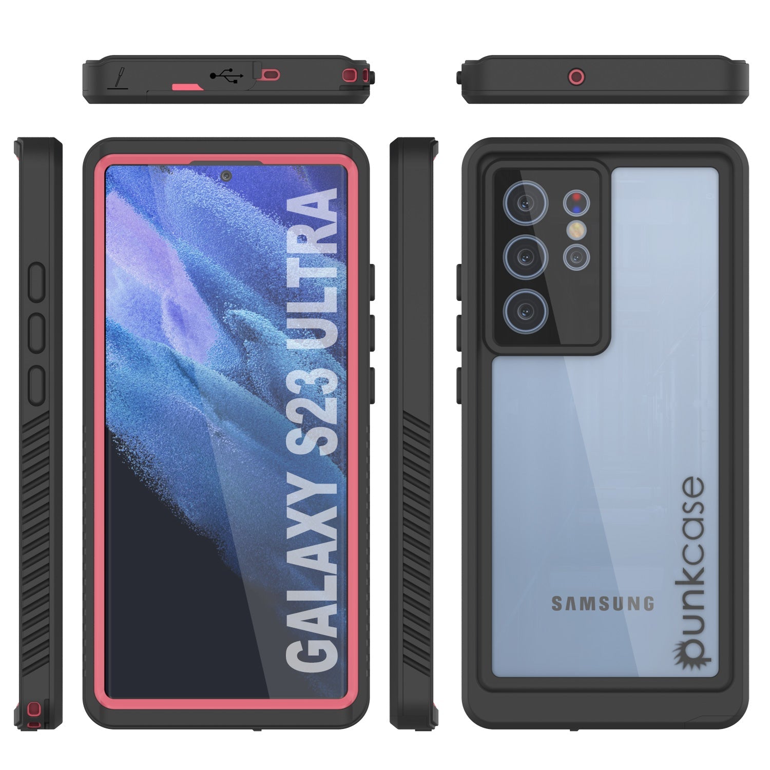 Galaxy S23 Ultra Capa protetora à prova d'água, choque, à prova de neve [Série Extrema] Protetor de tela fino [Rosa]