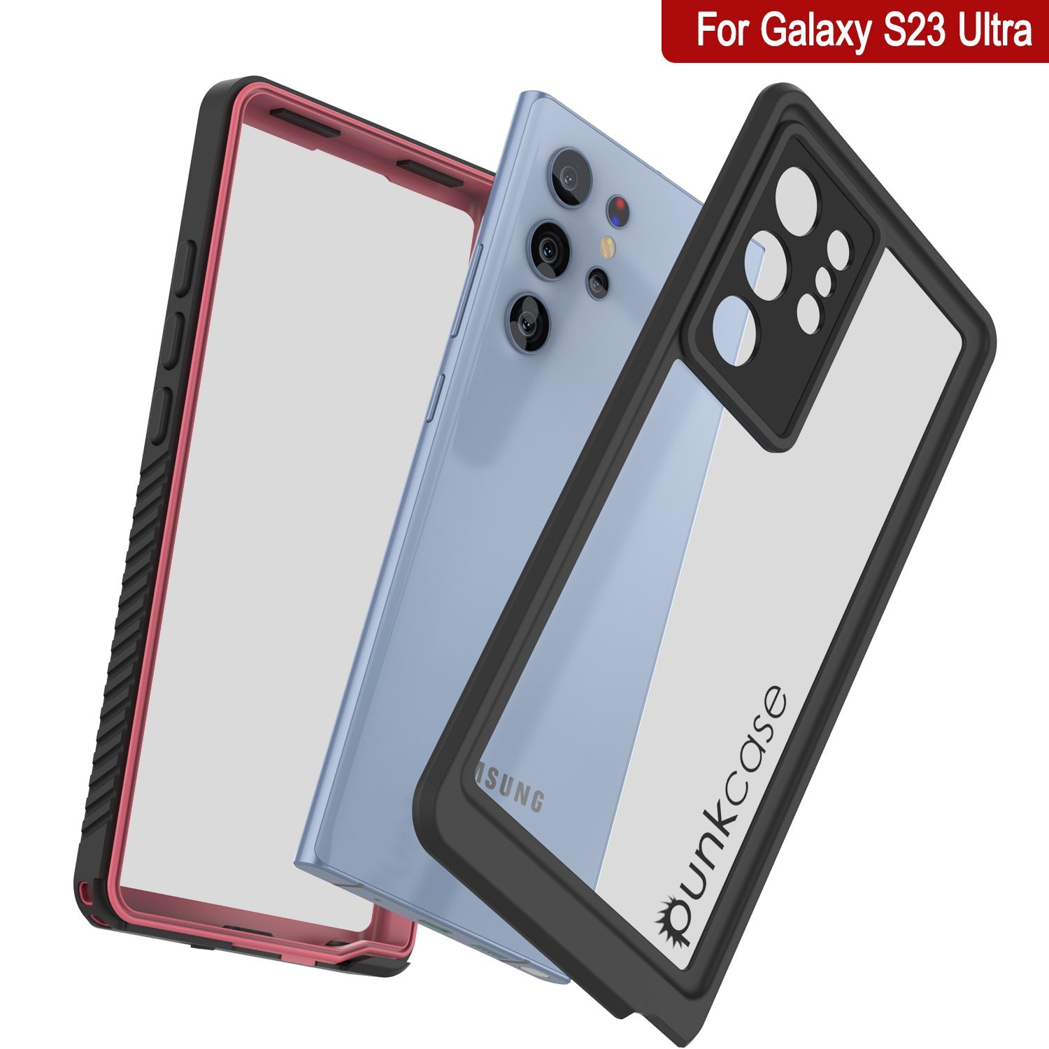 Galaxy S23 Ultra Capa protetora à prova d'água, choque, à prova de neve [Série Extrema] Protetor de tela fino [Rosa]