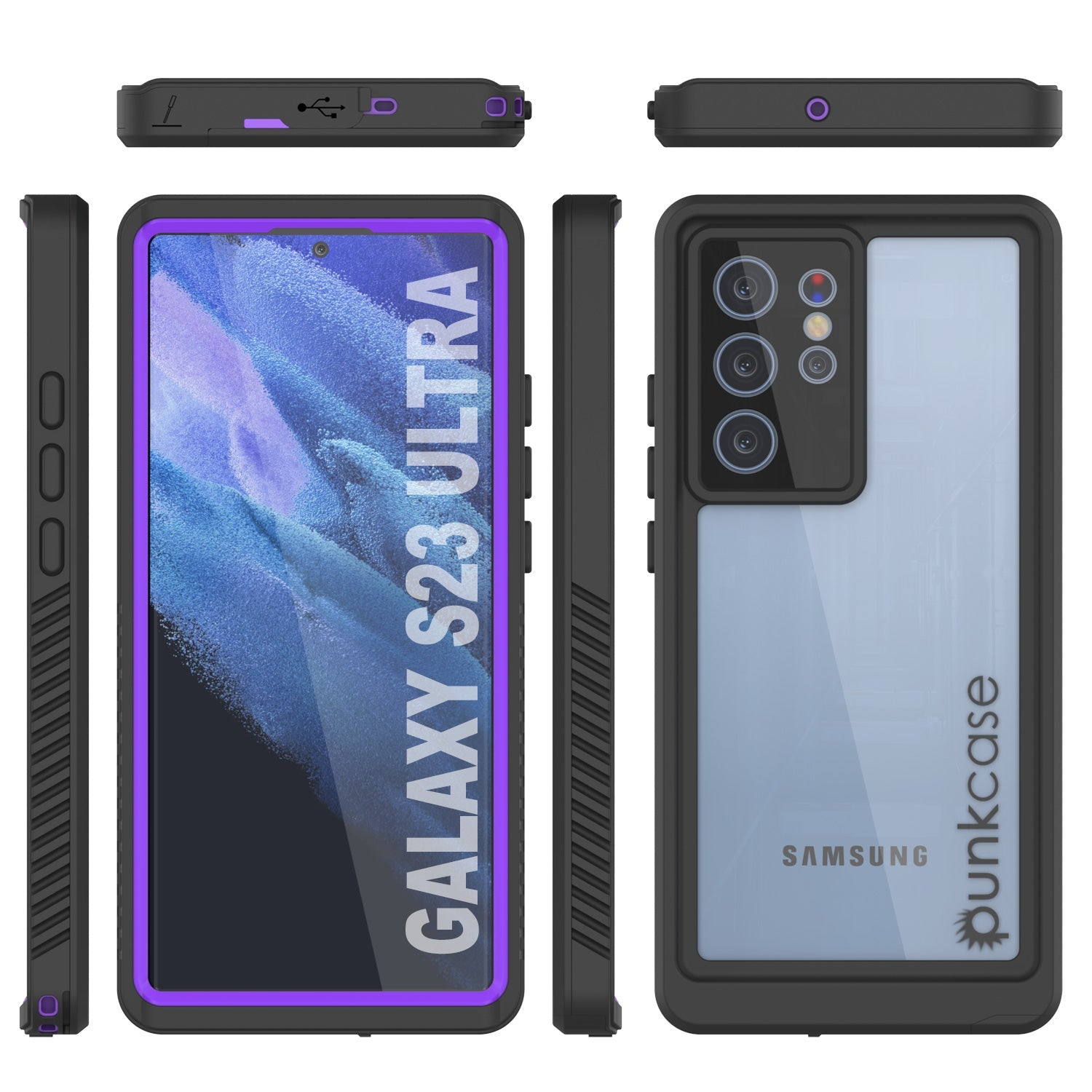 Galaxy S23 Ultra À Prova D'Água / À Prova de Choque [Série Extrema] Estojo Protetor de Tela Fina [Roxo]