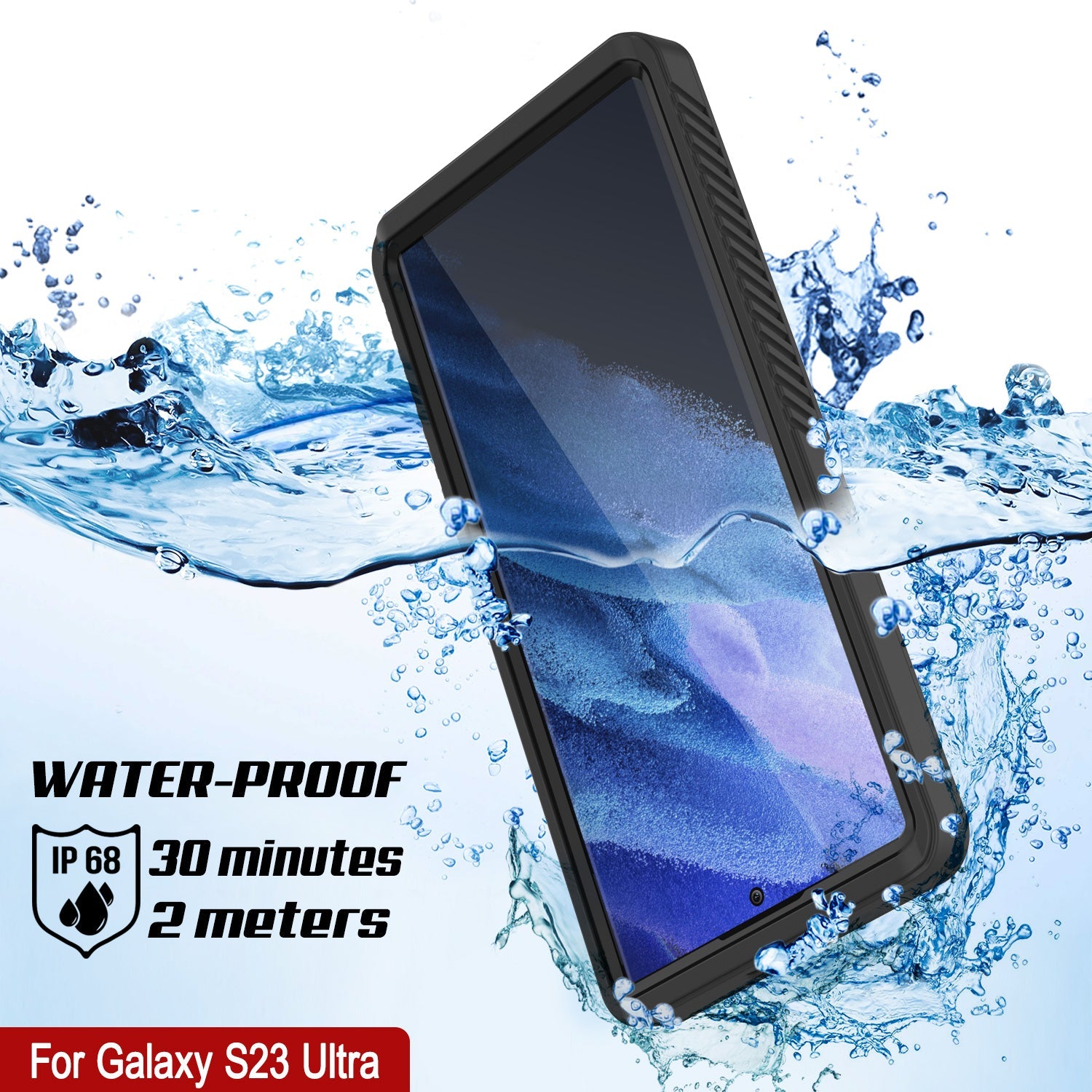Galaxy S23 Ultra à prova d'água / à prova de choque [Série Extreme] Com protetor de tela Case [Preto]
