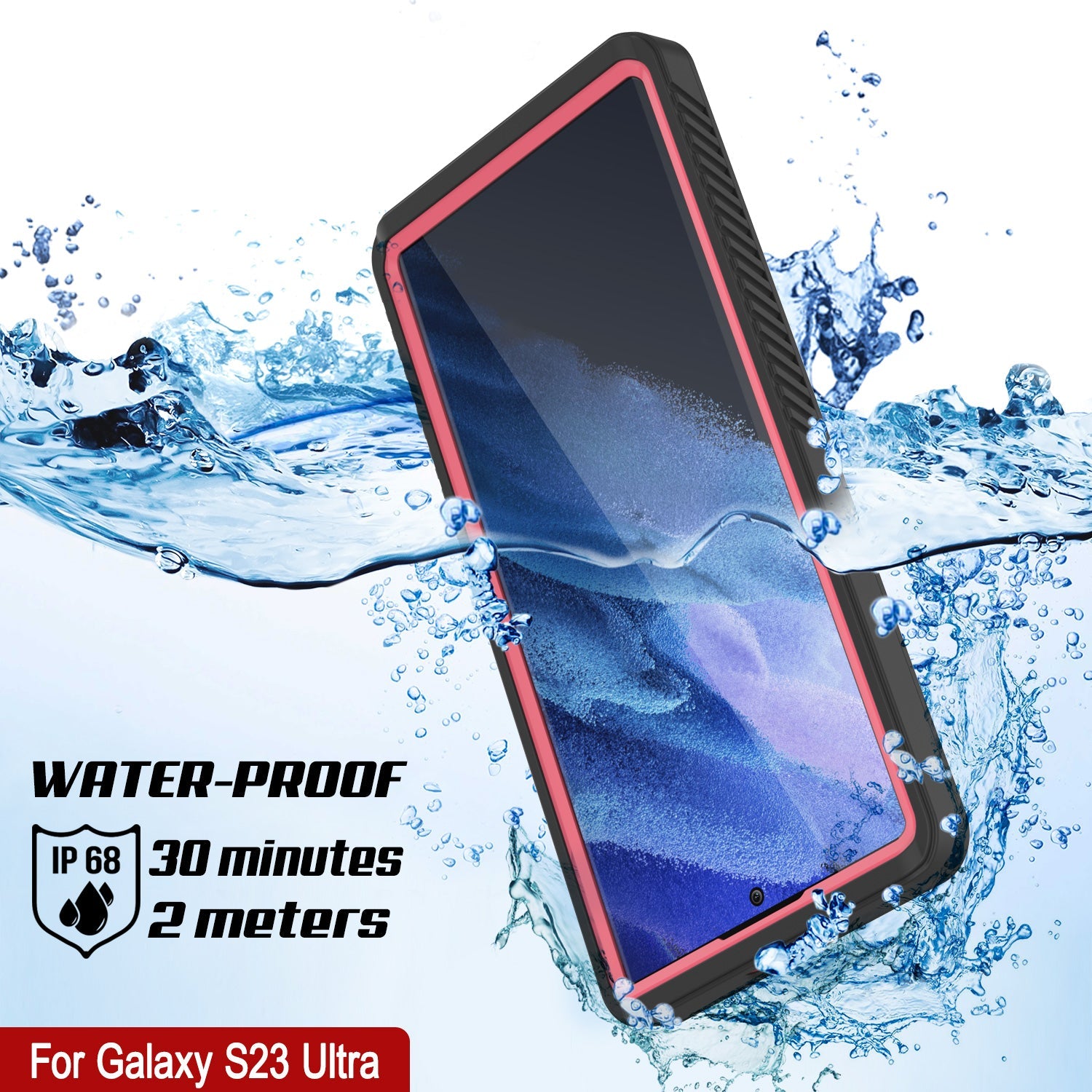 Galaxy S23 Ultra Capa protetora à prova d'água, choque, à prova de neve [Série Extrema] Protetor de tela fino [Rosa]