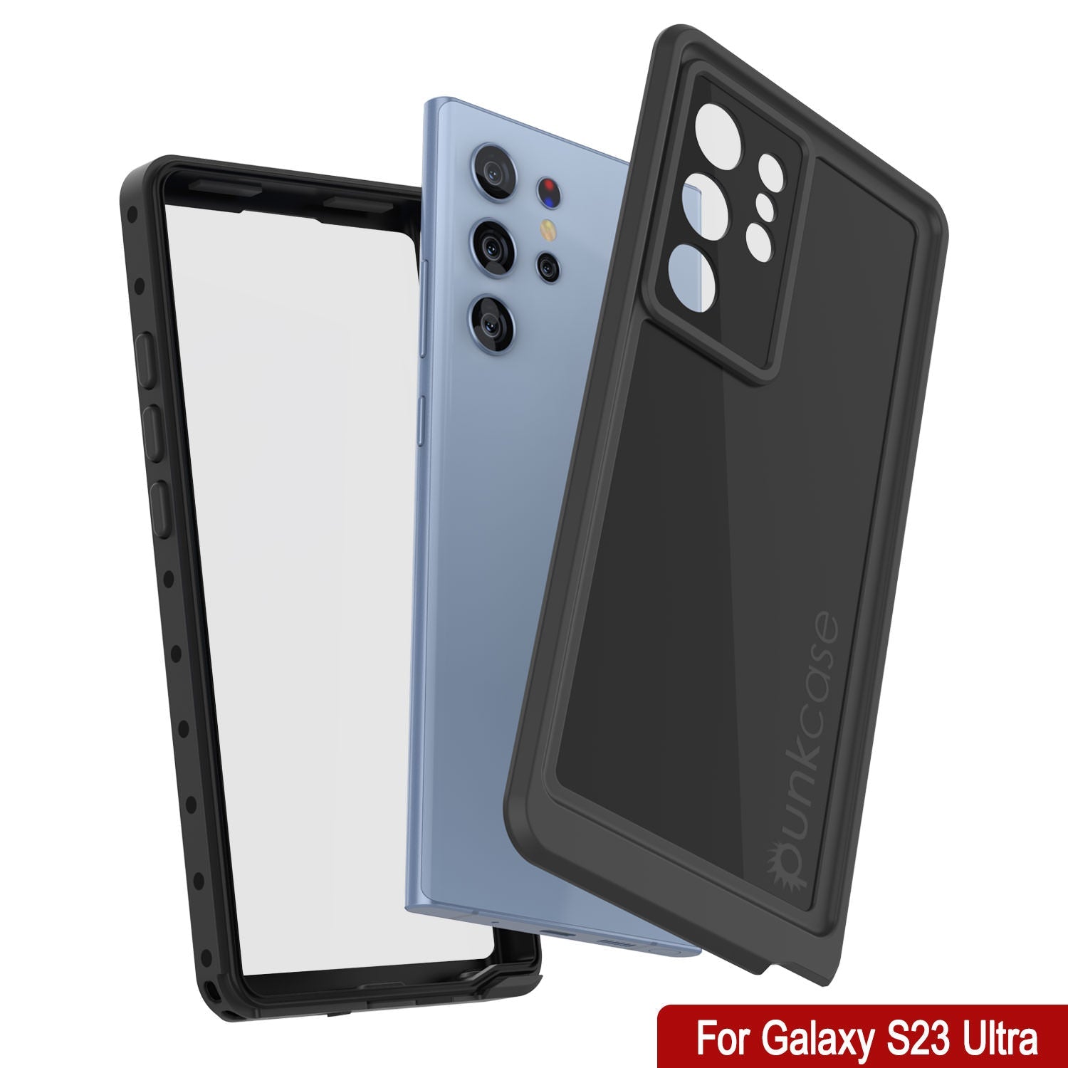 Capa à prova d'água Galaxy S23 Ultra PunkCase StudStar Preto Fino 6.6ft à Prova d'Água IP68 à Prova de Choque/Neve