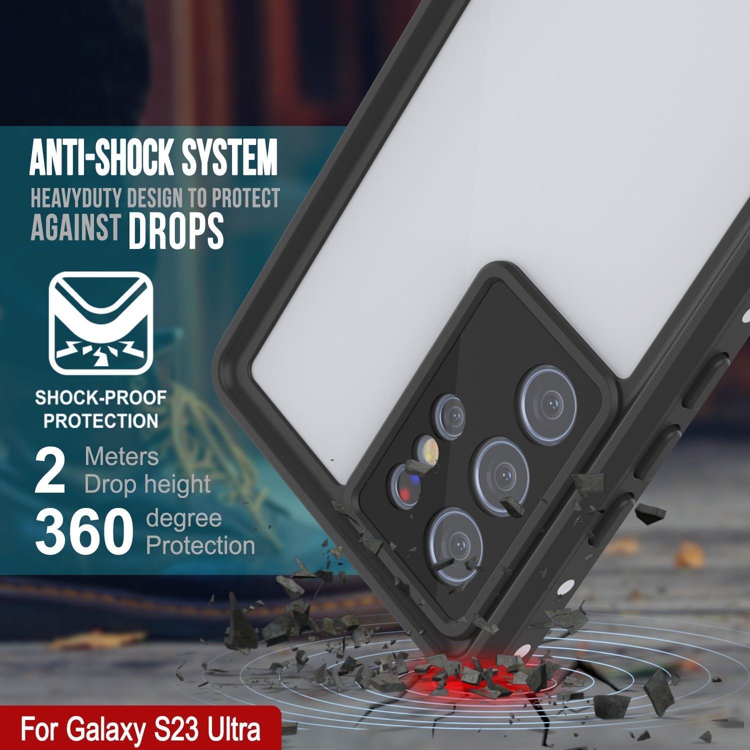 Capa à Prova d'Água para Galaxy S23 Ultra, Punkcase StudStar Branca Fina, 6.6 pés Subaquática à Prova de Choque/Neve IP68