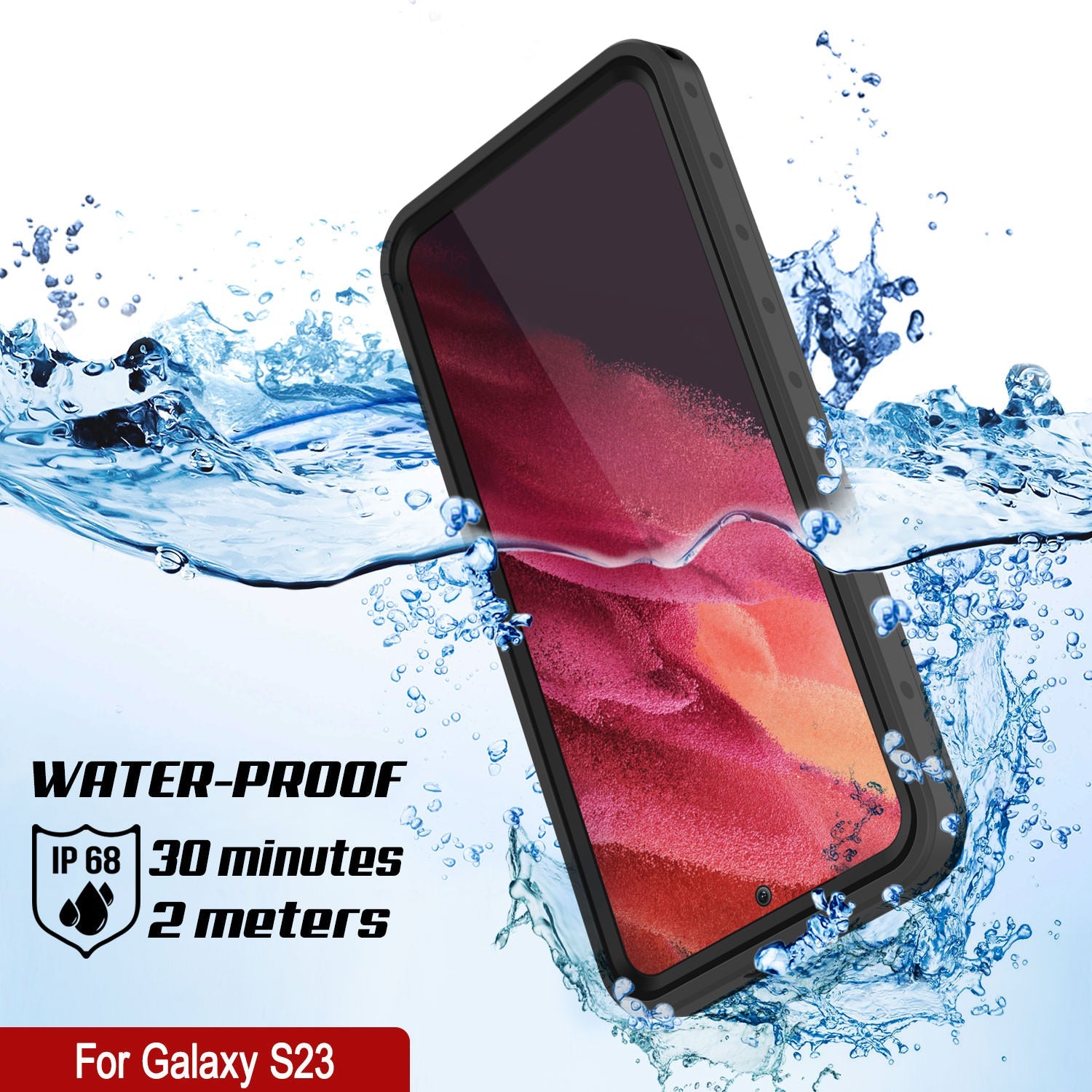 Capa à prova d'água Galaxy S23 PunkCase StudStar Clear Thin 6.6ft IP68 à prova de choque/neve subaquática