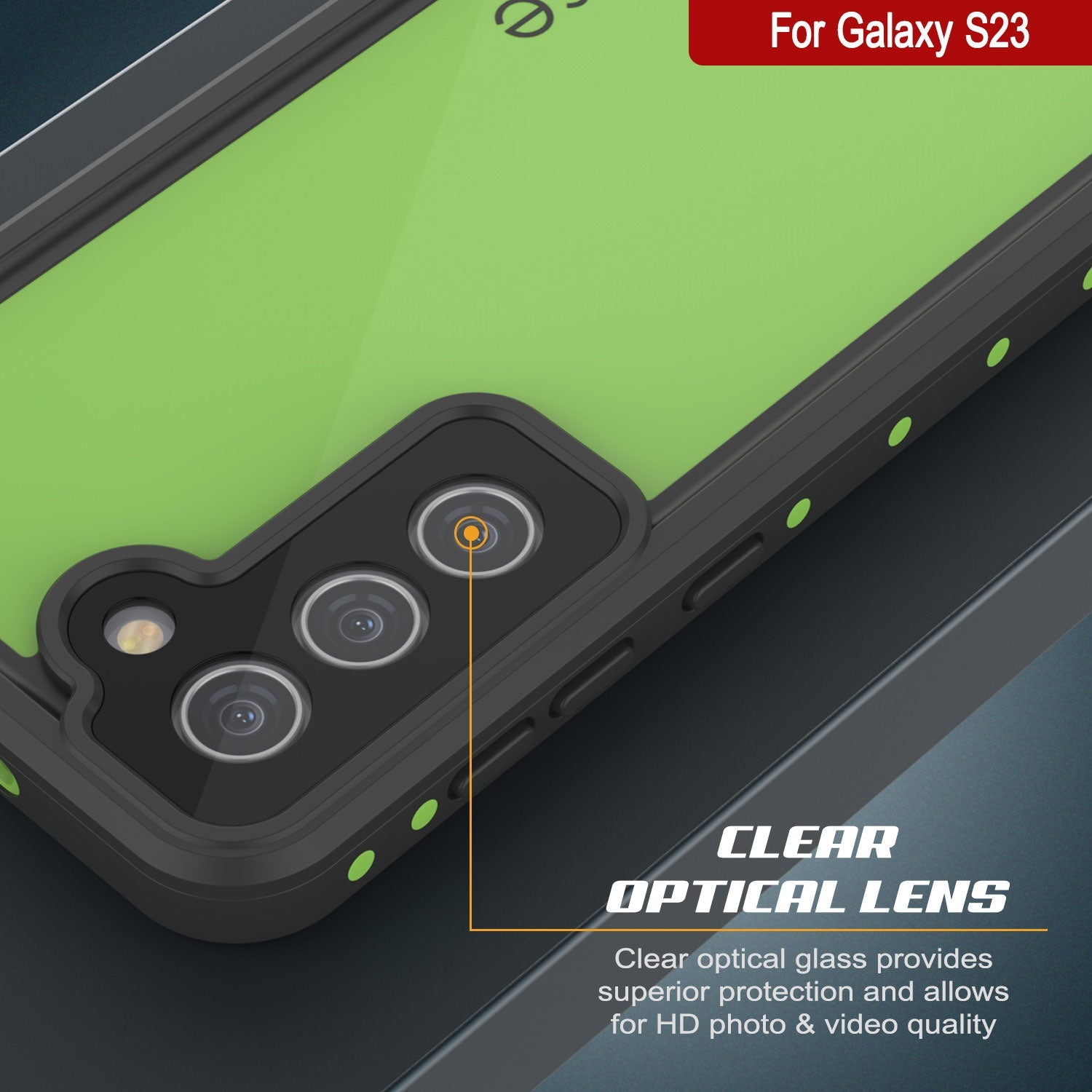 Capa à Prova d'Água para Galaxy S23 PunkCase StudStar Verde Claro Fina 6.6ft Subaquática IP68 à Prova de Choque