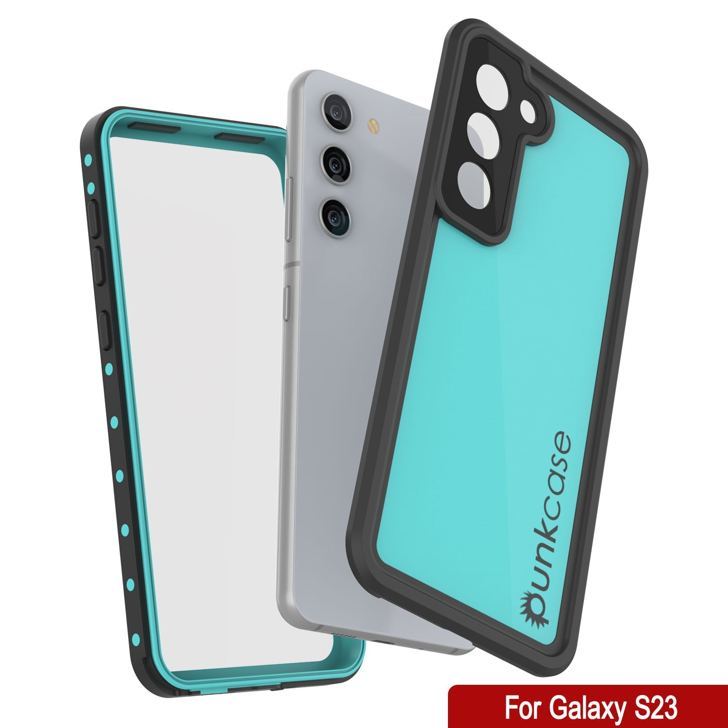 Capa à prova d'água para Galaxy S23 PunkCase StudStar Teal Fina 6,6 pés Subaquática IP68 à Prova de Choque/Neve