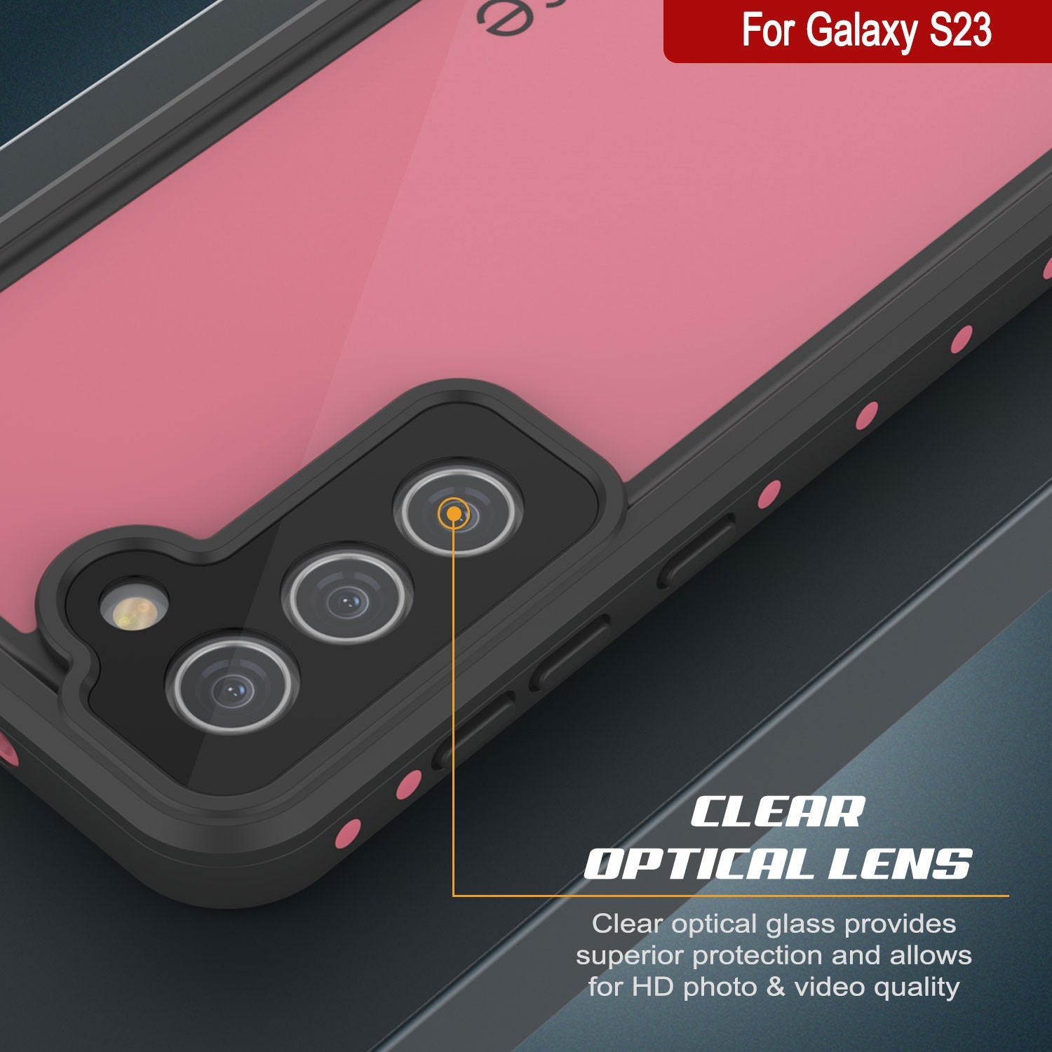 Capa à prova d'água Galaxy S23 PunkCase StudStar Pink Thin 6.6ft à prova de choque/neve subaquática IP68