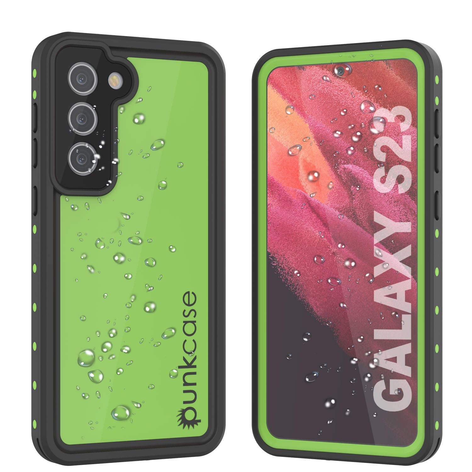 Capa à Prova d'Água para Galaxy S23 PunkCase StudStar Verde Claro Fina 6.6ft Subaquática IP68 à Prova de Choque