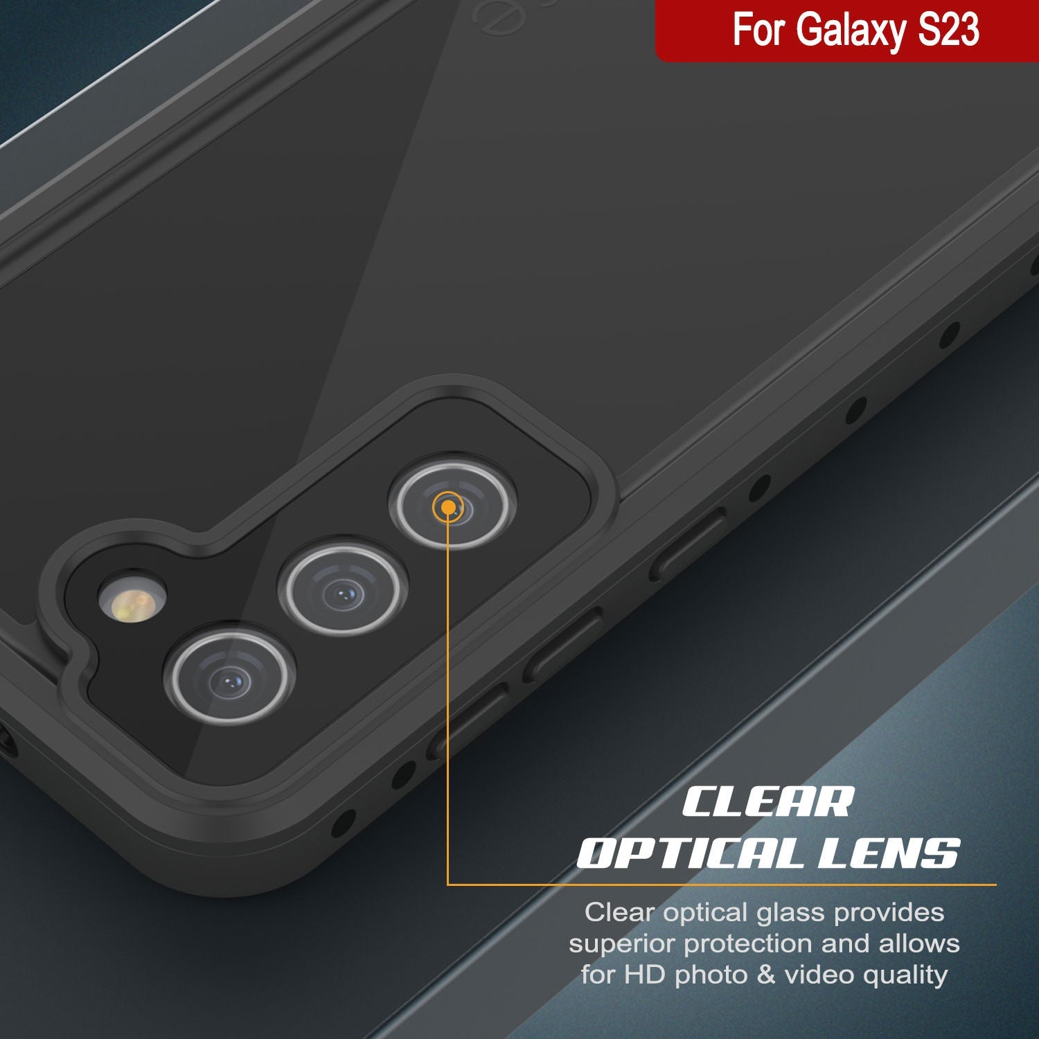 Capa à prova d'água Galaxy S23 PunkCase StudStar preta fina 6.6ft à prova d'água IP68 Shock/Snow Proof