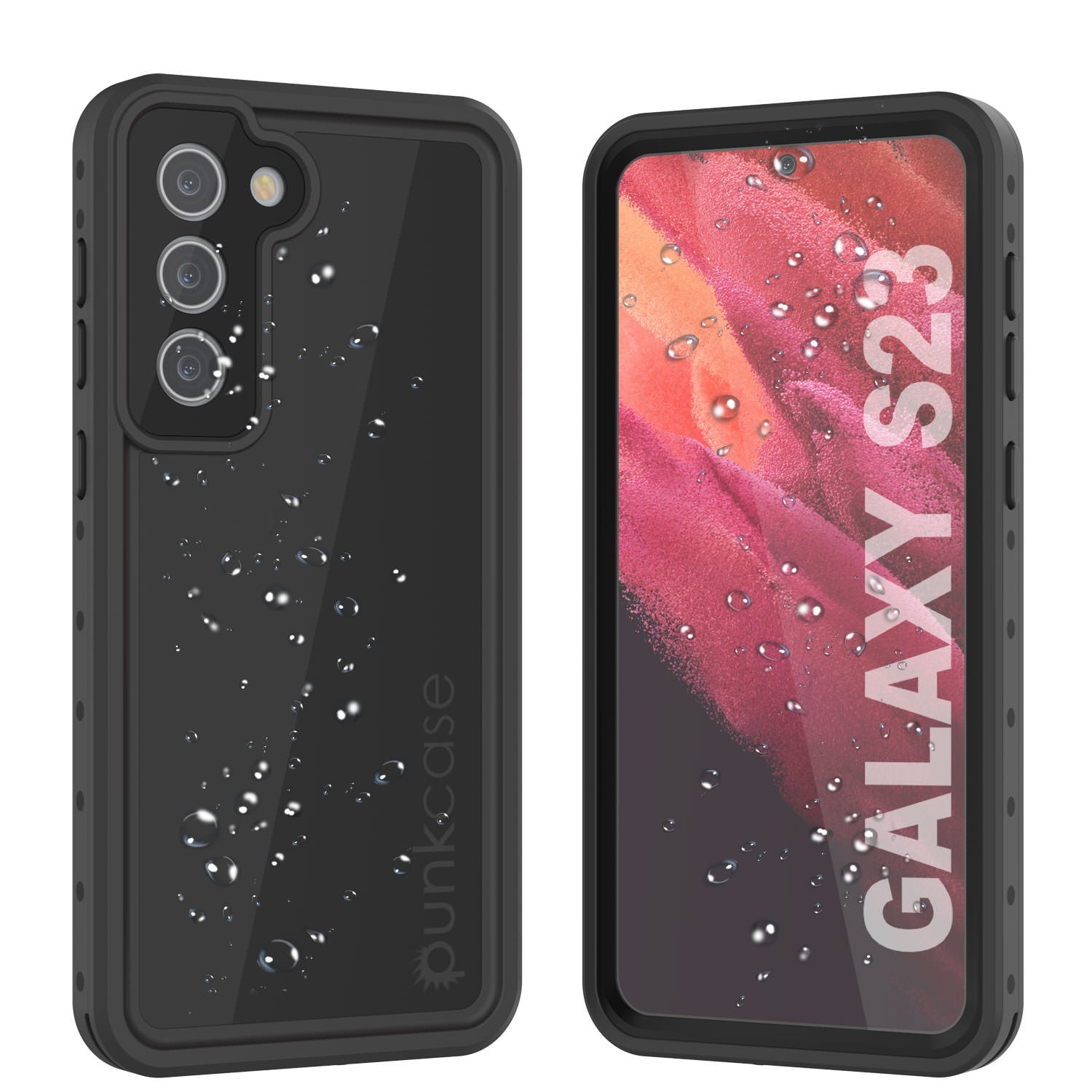 Capa à prova d'água Galaxy S23 PunkCase StudStar preta fina 6.6ft à prova d'água IP68 Shock/Snow Proof