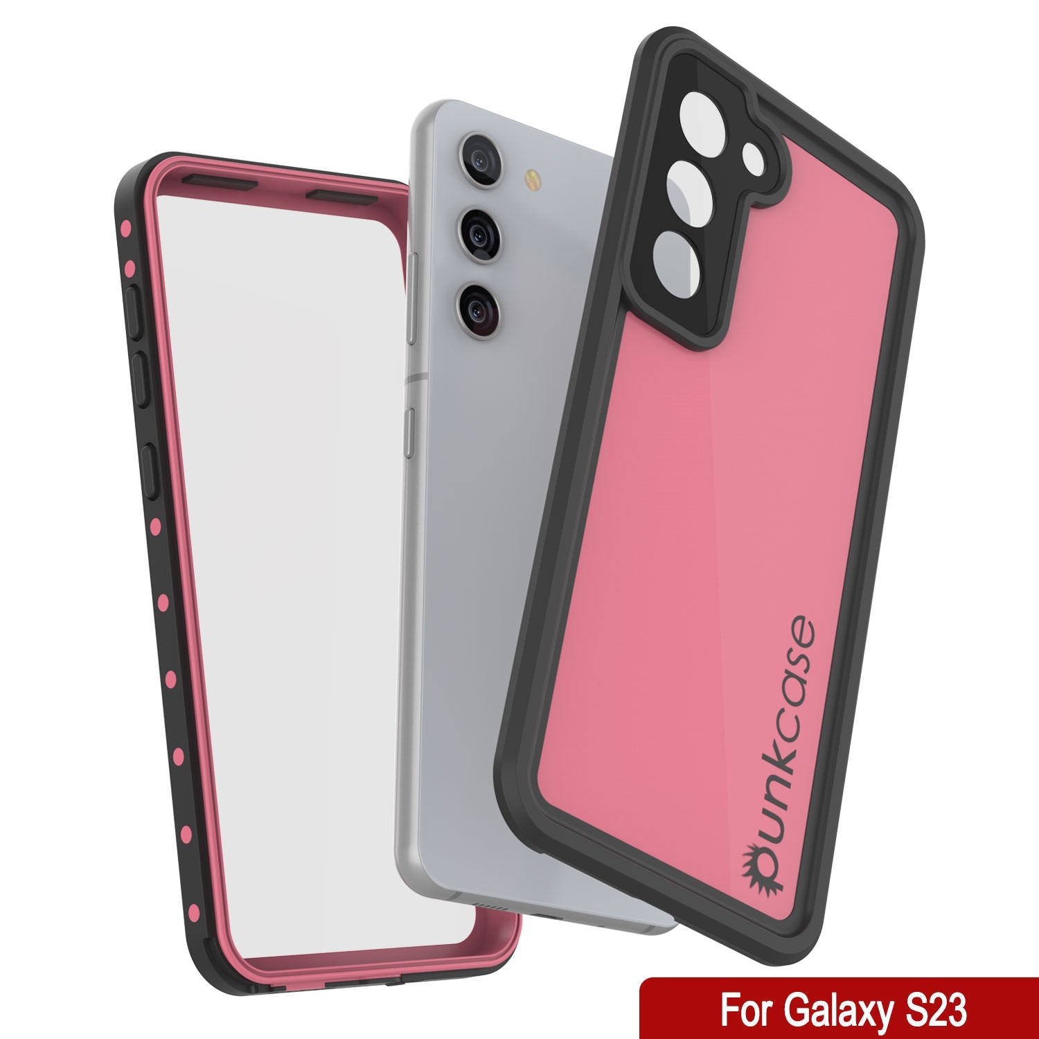 Capa à prova d'água Galaxy S23 PunkCase StudStar Pink Thin 6.6ft à prova de choque/neve subaquática IP68